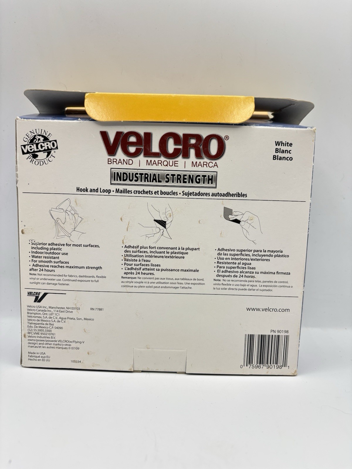 VELCRO Industrial Strength White Tape 15ft x 2in Heavy Duty Hook & Loop Roll