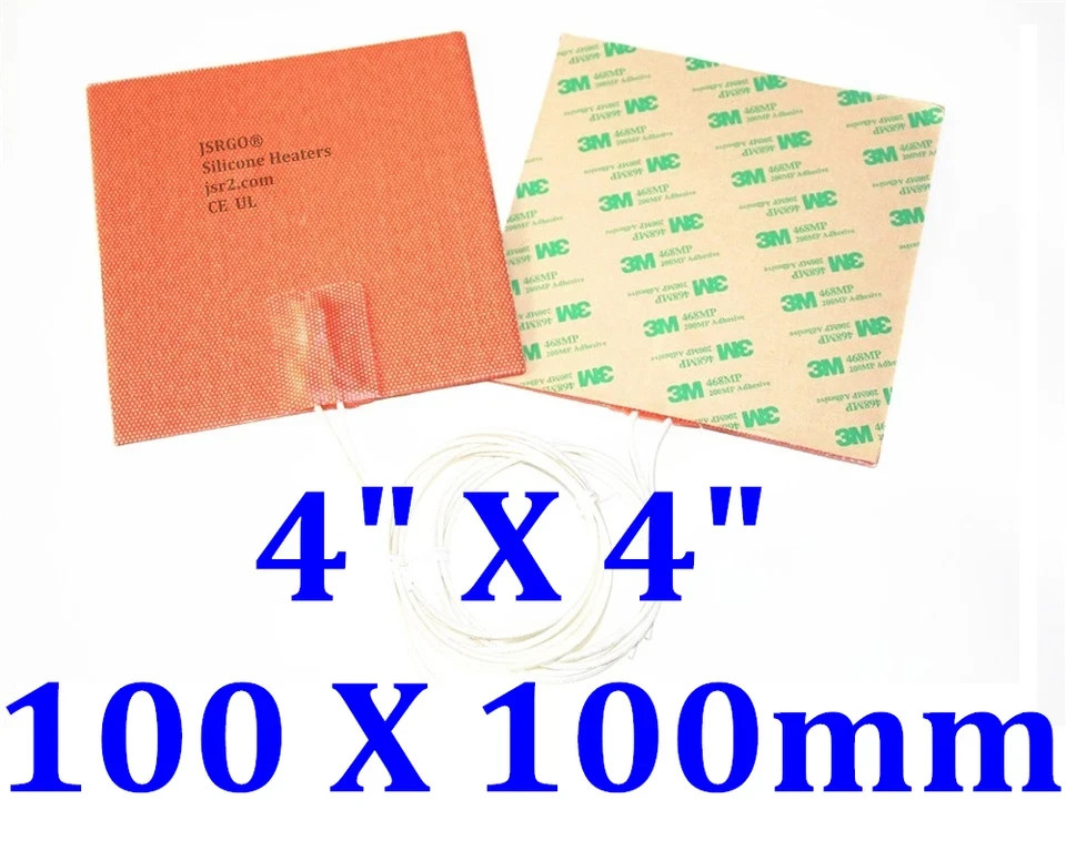 Silicone Heating Pad 4″ X 4″ 100 X 100mm 12V 25w/ PSA Factory Direct Sale JSRGO