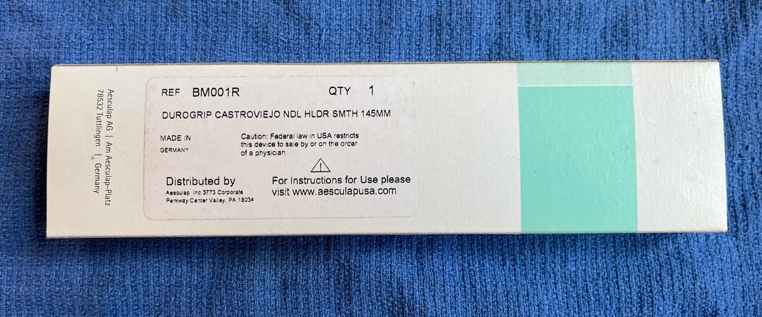 Aesculap BM001R Durogrip Castroviejo Needle HLDR SMTH 145MM NEW IN BOX NIB