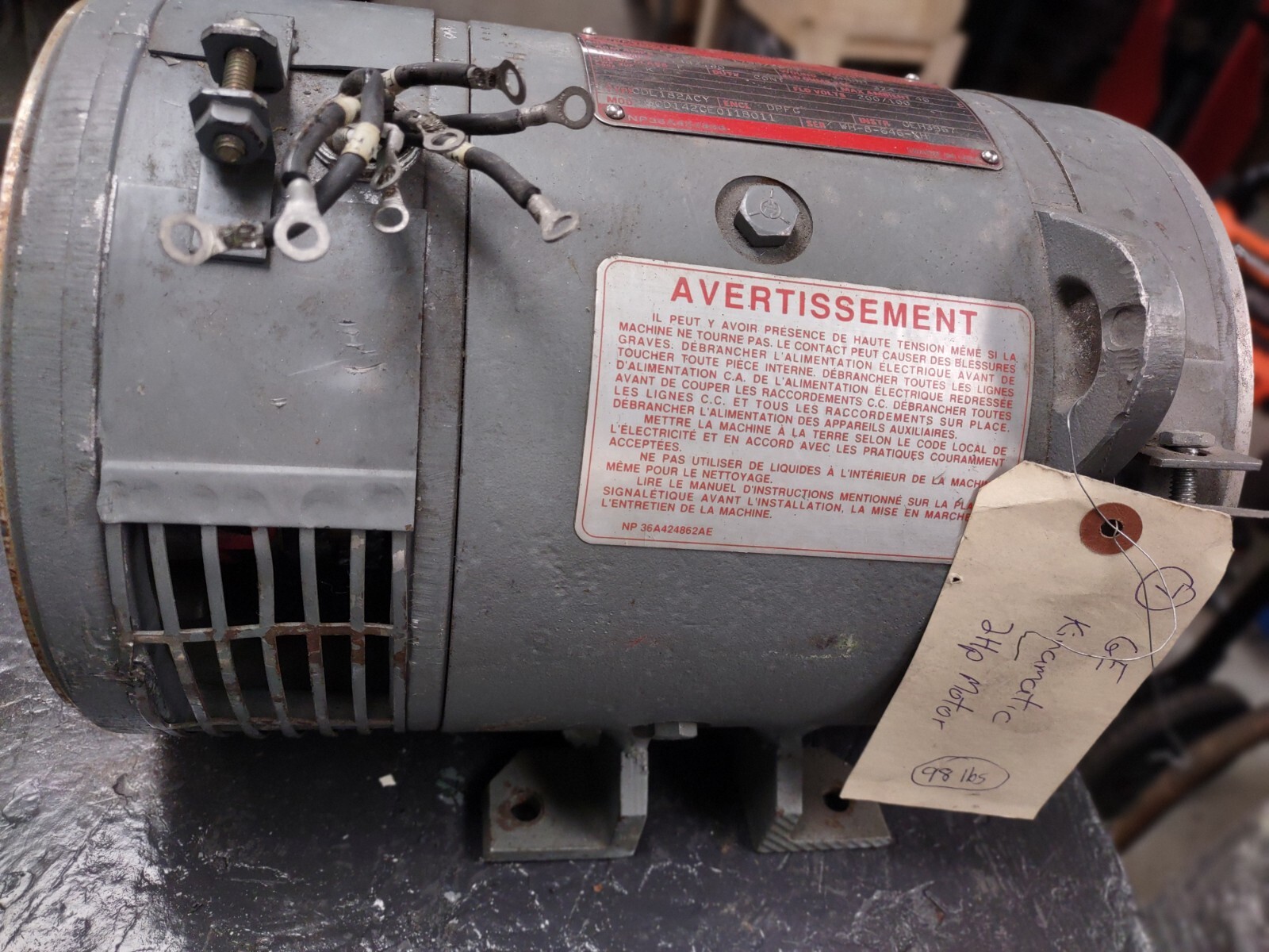 GE Kinamatic Motor 2HP, 180VDC, 1750/2050, CDL182ACY Fr., 5CD142SE011B011, Shunt