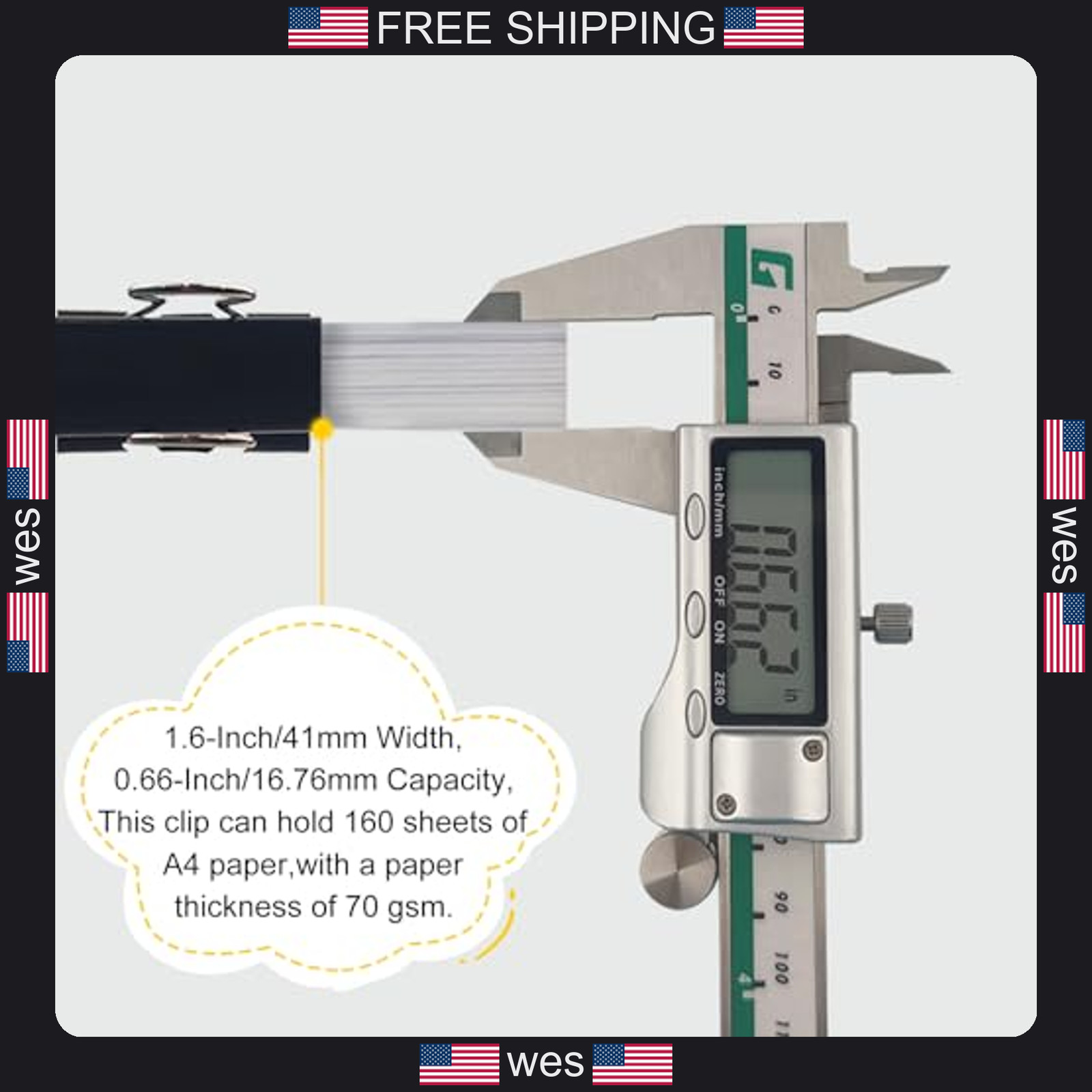 Dstelin large binder clips 1.6 inch 24 pack office paper clamps black