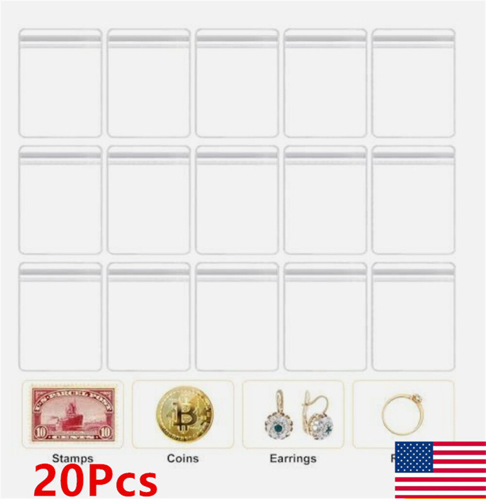 20Pcs 5*7CM PVC Clear Plastic Grip Seal Bag Jade Jewelry Ring Storage Pouch US