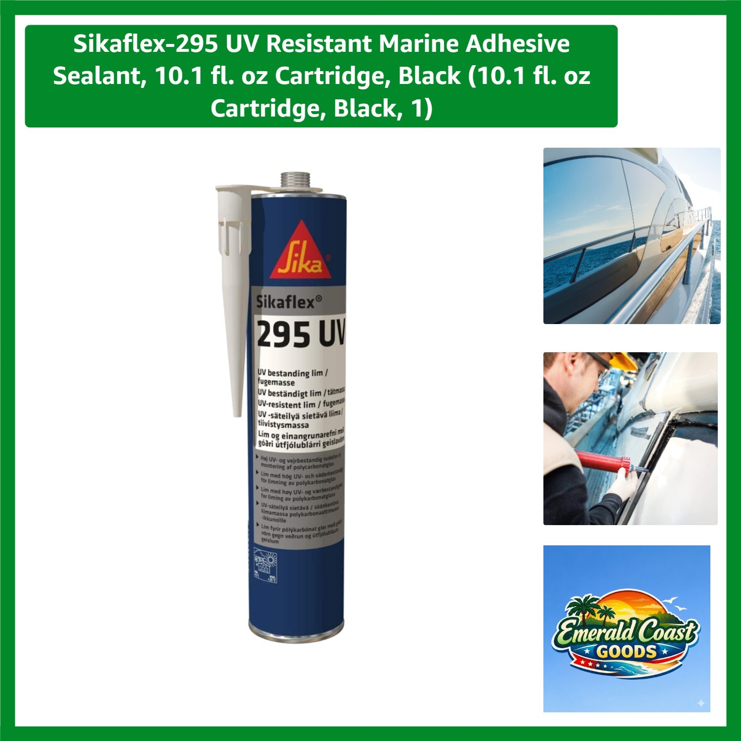 flex-295 UV Resistant Marine Adhesive Sealant, 10.1 fl. oz Cartridge, Black 1…
