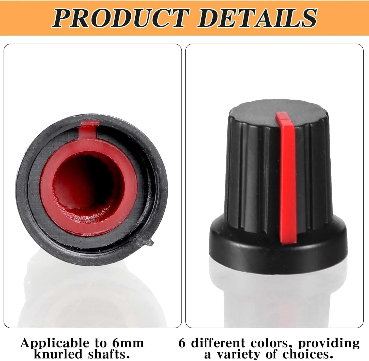 30 Pcs 6mm Knurled Shaft Potentiometer Knob, 6 Colors Potentiometer Control Knob