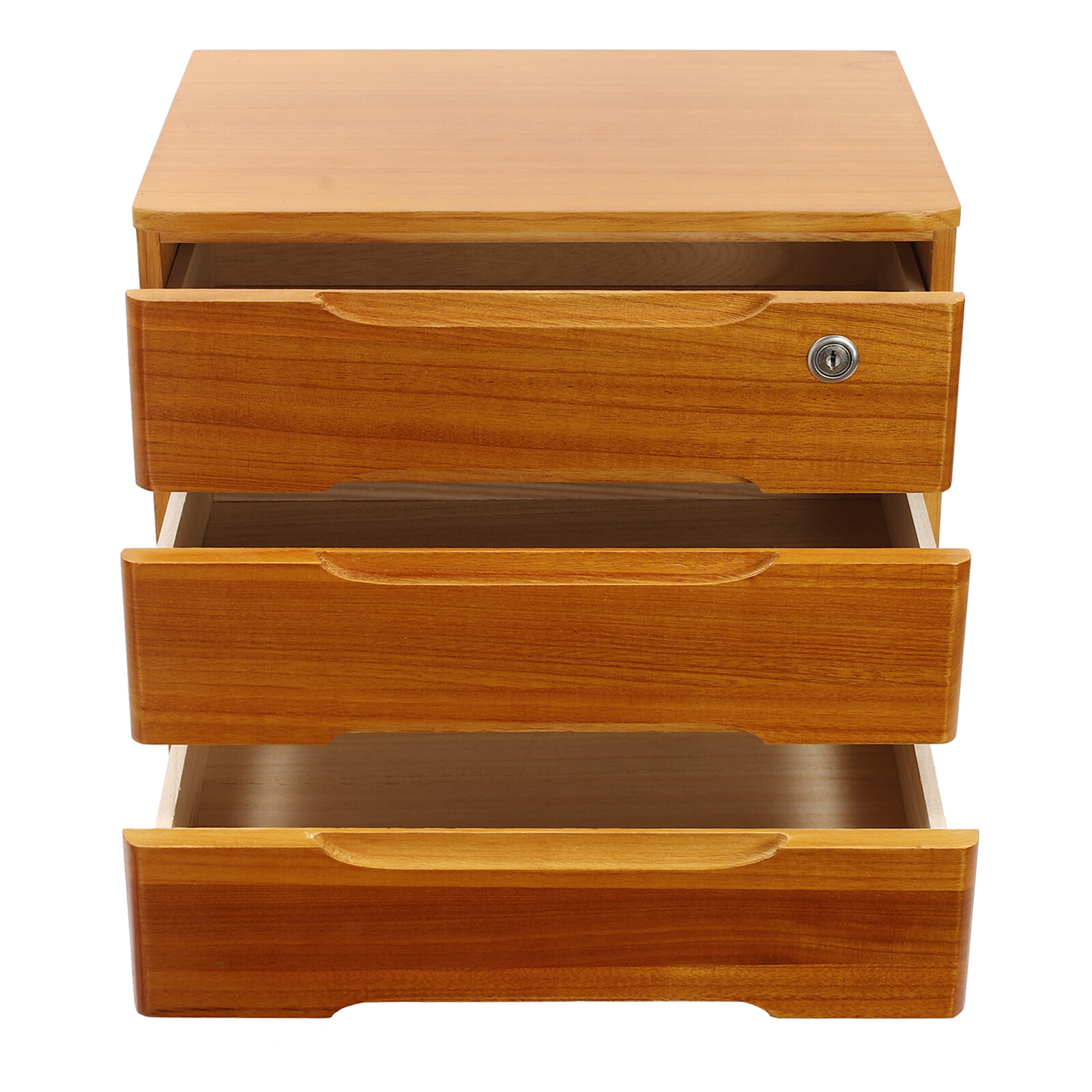 Wooden Desktop Storage Box 3-Tier Desk Organizer w/ Lockable Drawers 30kg max.