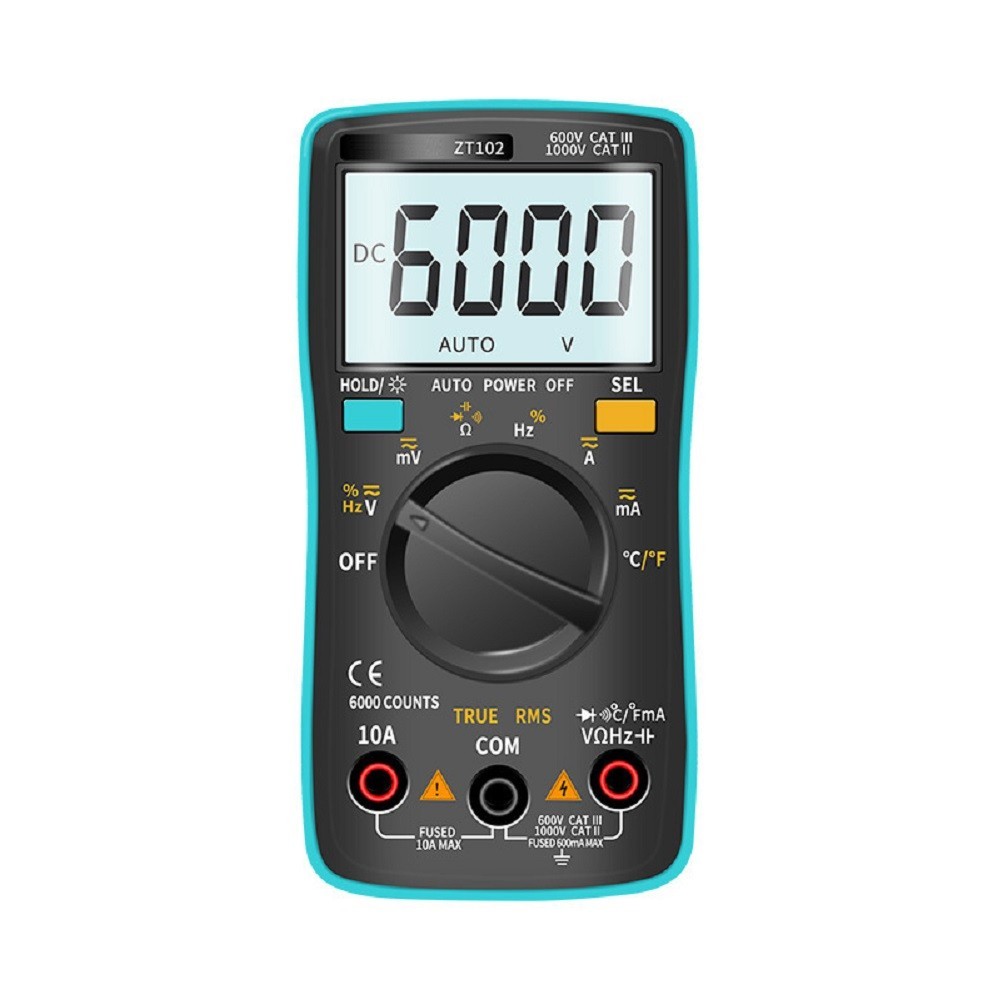 ZT102 Smart Multimeter Auto Range 6000 Counts Backlight Data Hold Function