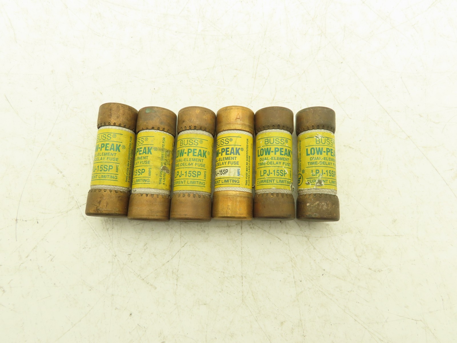 Bussman LPJ-15SP Low-Peak Dual Element Time Delay Fuse 15A 600Vac Lot of 6