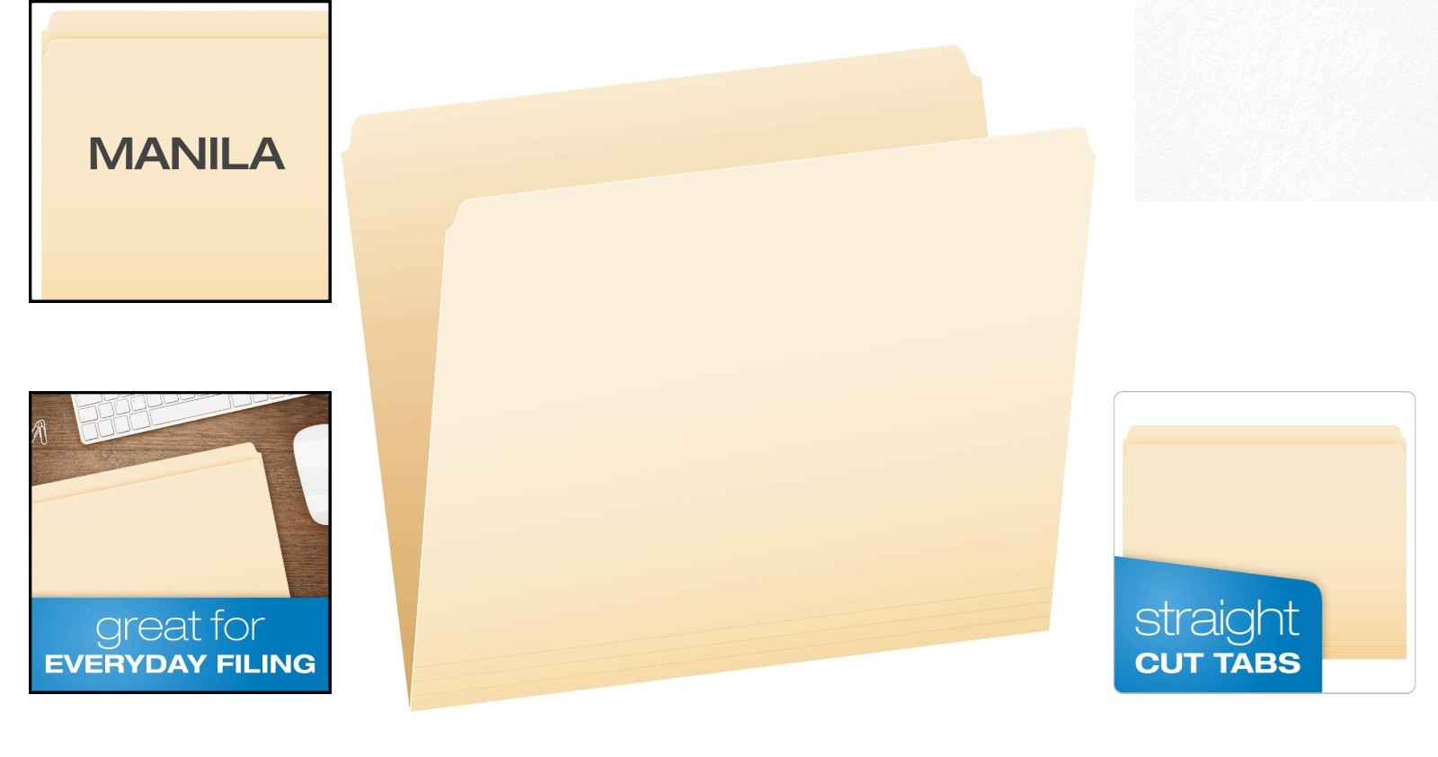 Durable 100 Pack Manila File Folders – Straight Cut, Perfect for Everyday Use