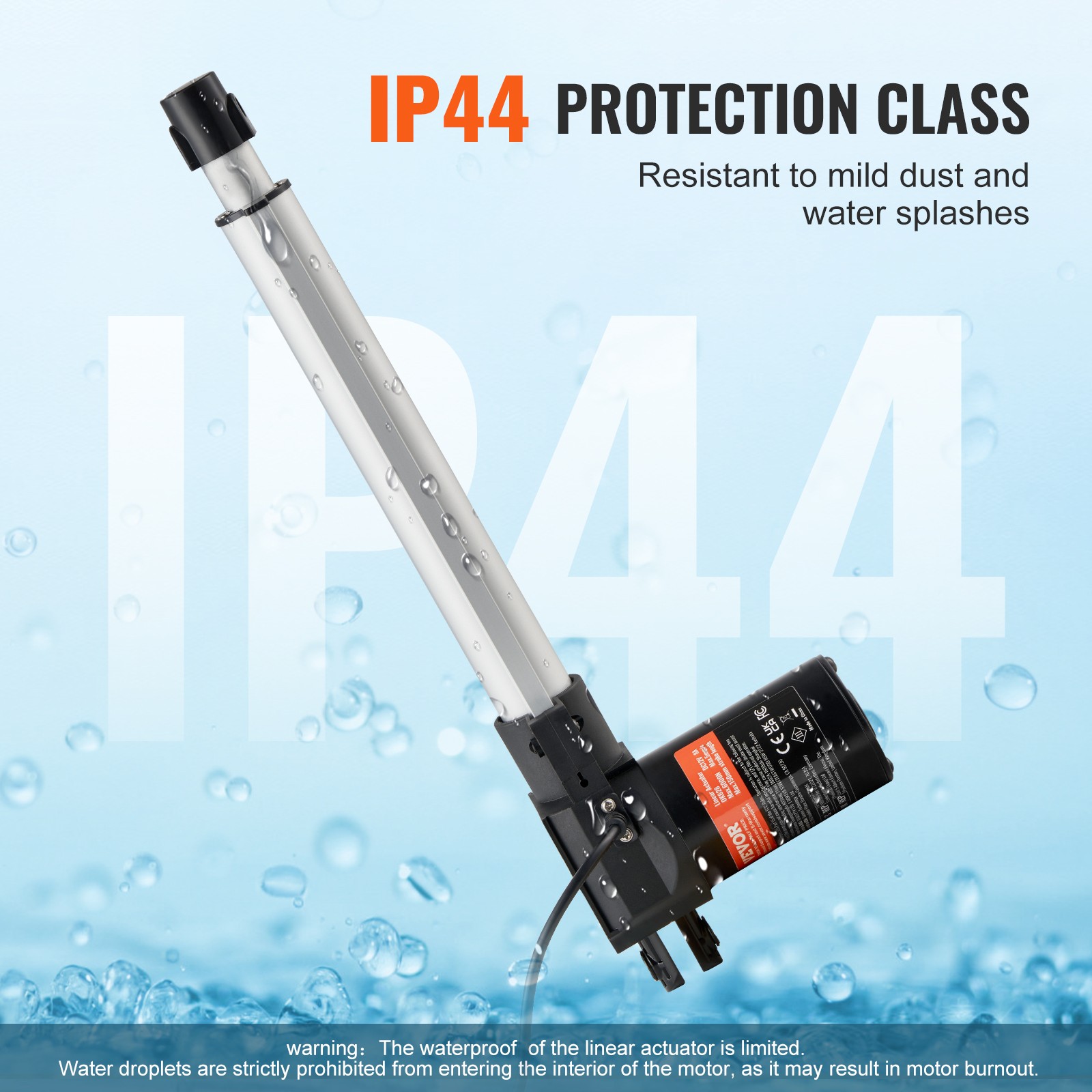 VEVOR Linear Actuator 12V 10In Heavy Duty 1320lbs/6000N 0.19″/s IP44 Protection