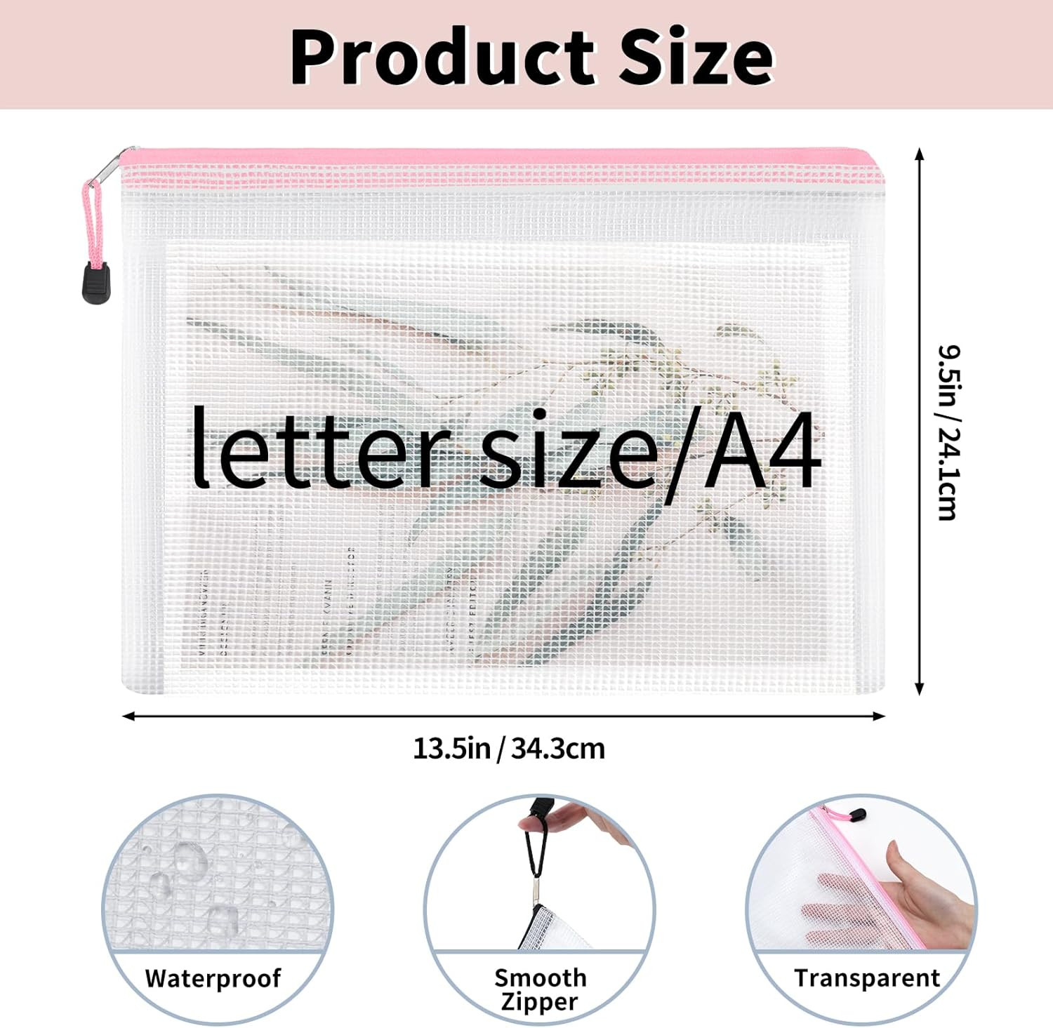 72pcs Mesh Zipper Pouch, A4 Size, 12 Colors Zipper Bags for Organizing Storage,