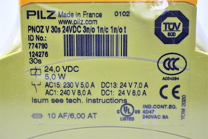 Pilz PNOZ V 30s 24VDC 3n/o 1n/c 1n/o t Safety Relay 774790 / Pilz 774790