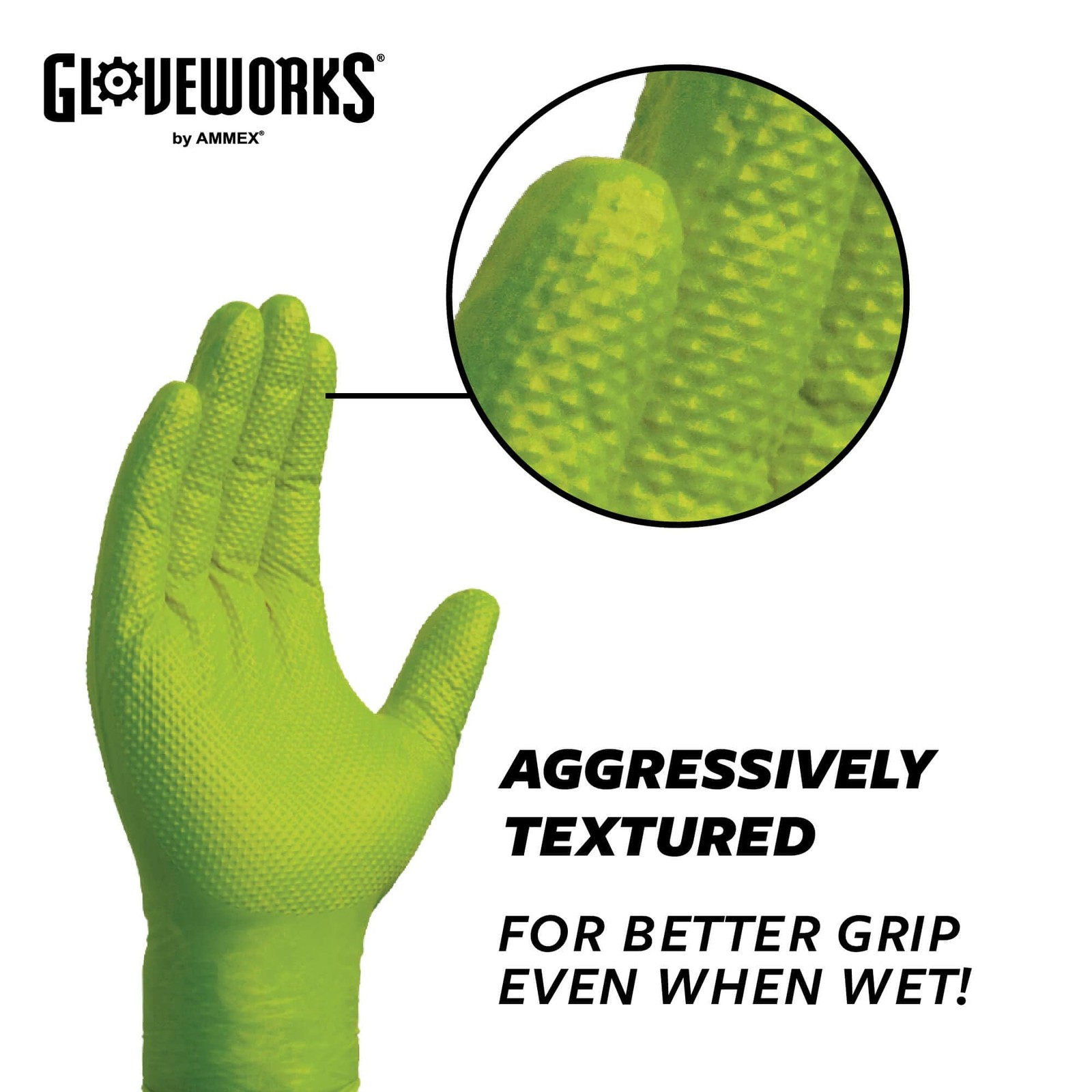 Heavy Duty 2X Large Green Nitrile Gloves Pack Of 100 Chemical Resistant Grip