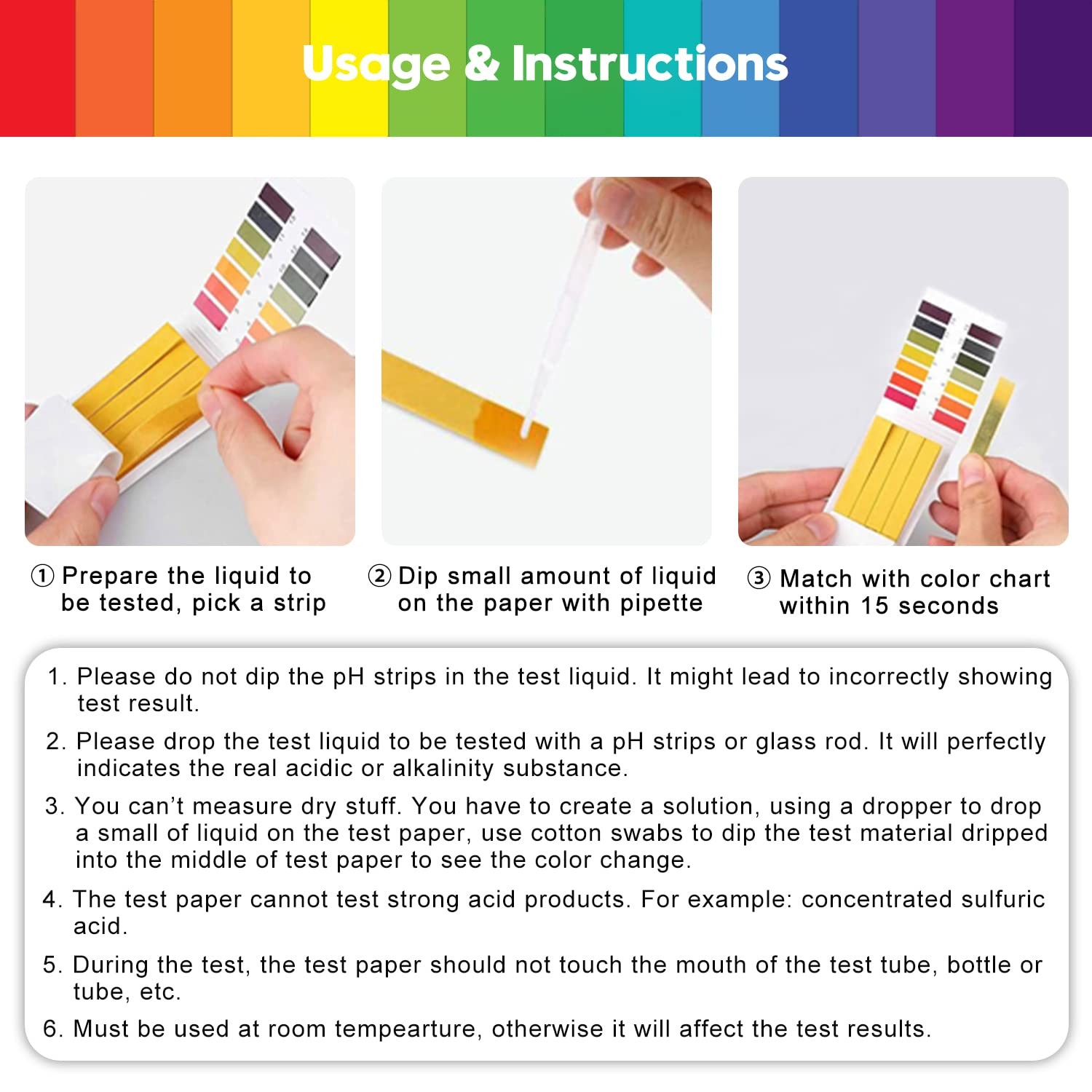 800Pcs pH Indicator Test Strips 1-14 Laboratory Paper Litmus Tester Urine Saliva
