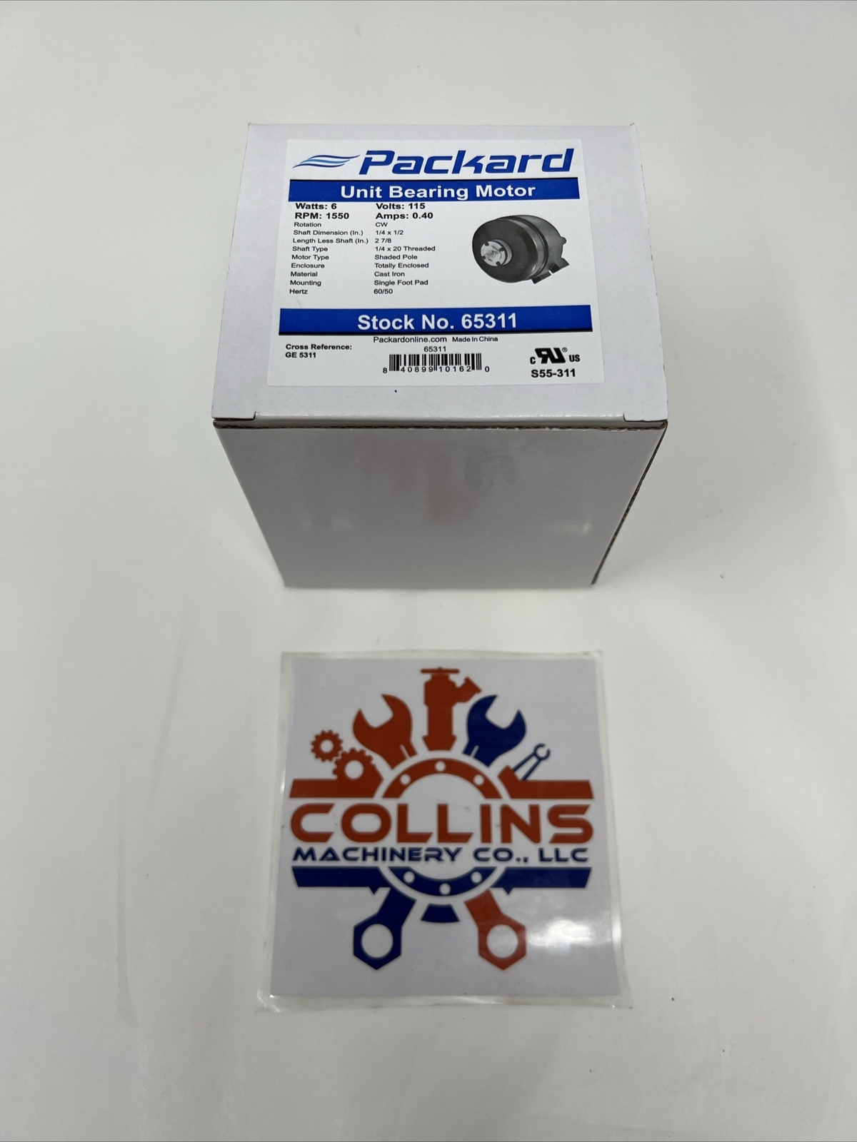 Packard Unit Bearing Motor 65311, 115 Volts, 0.4 Amps , 1550 RPM 1/4 x 20 Thread
