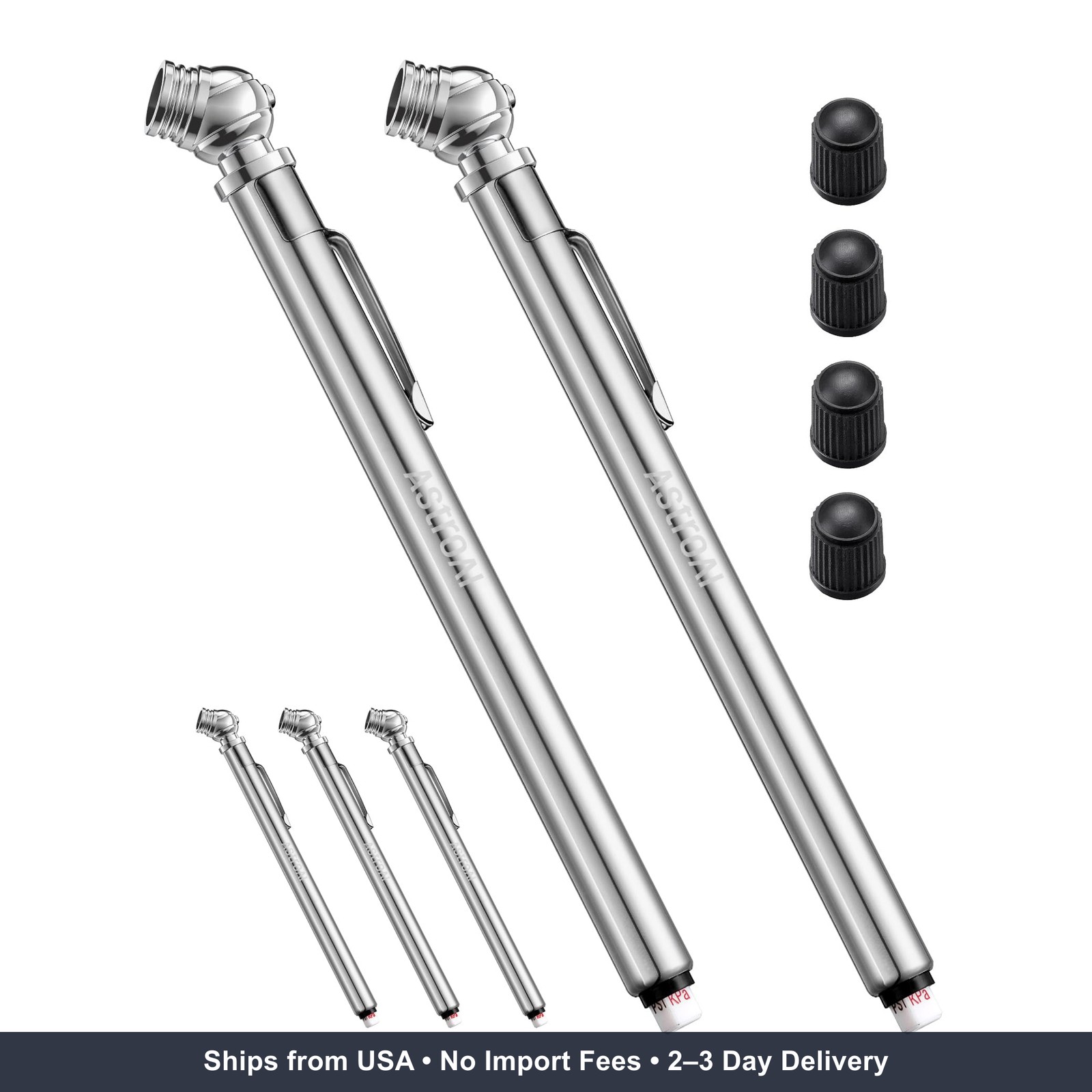 AstroAI Pencil Tire Pressure Gauge 2 Pack 10-75PSI, Calibrated to ANSI B40.1 Gra