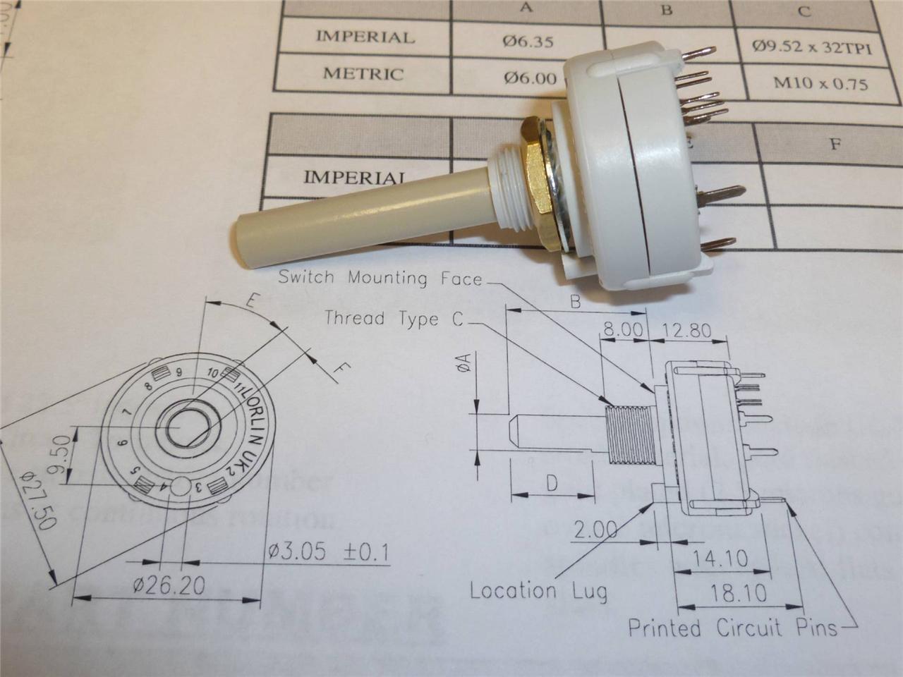 LORLIN Rotory Selector Switch 16 Position BCKS1020 No Stop Pattern 042 NEW J24