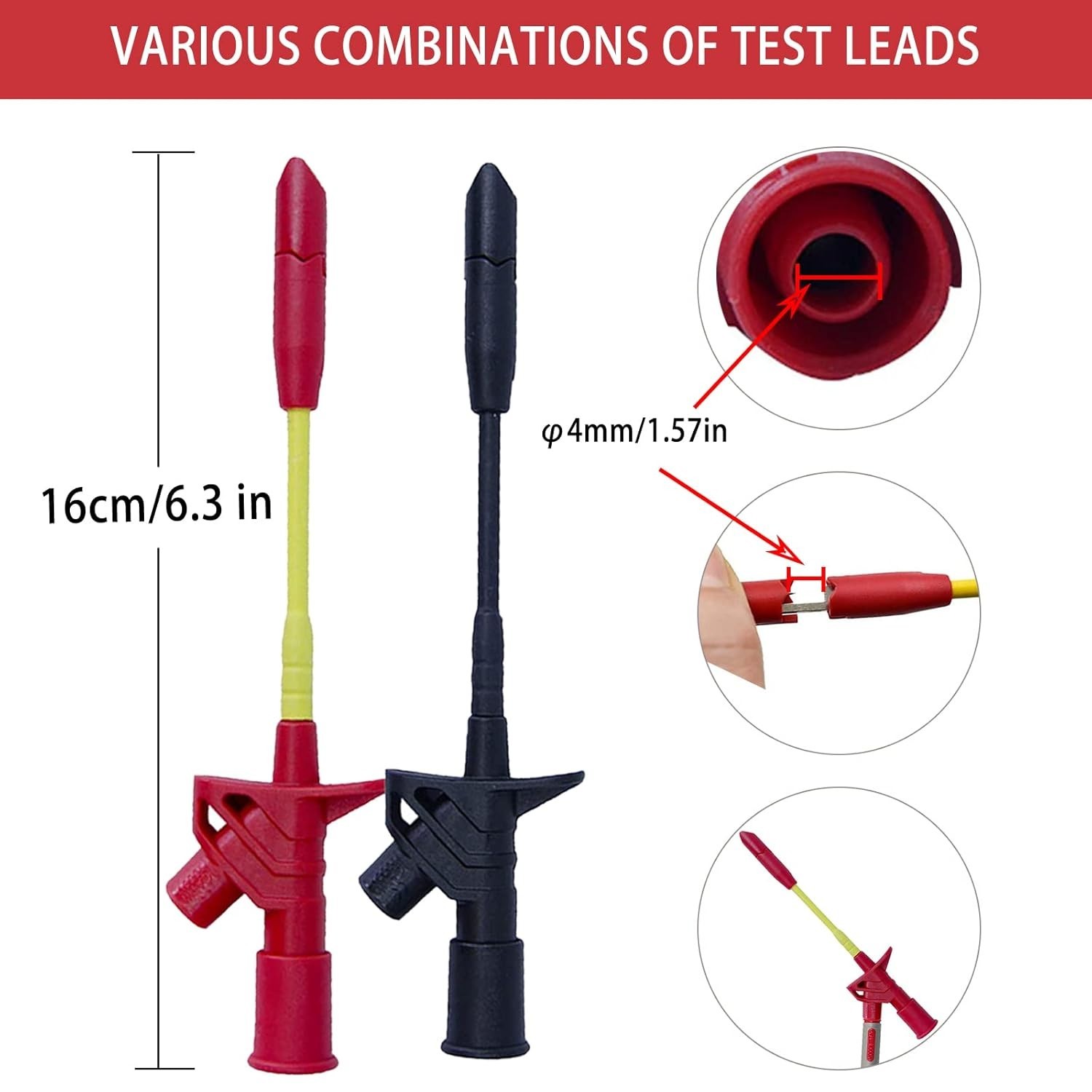 CAT III 1000V Multimeter Leads with Alligator Clips