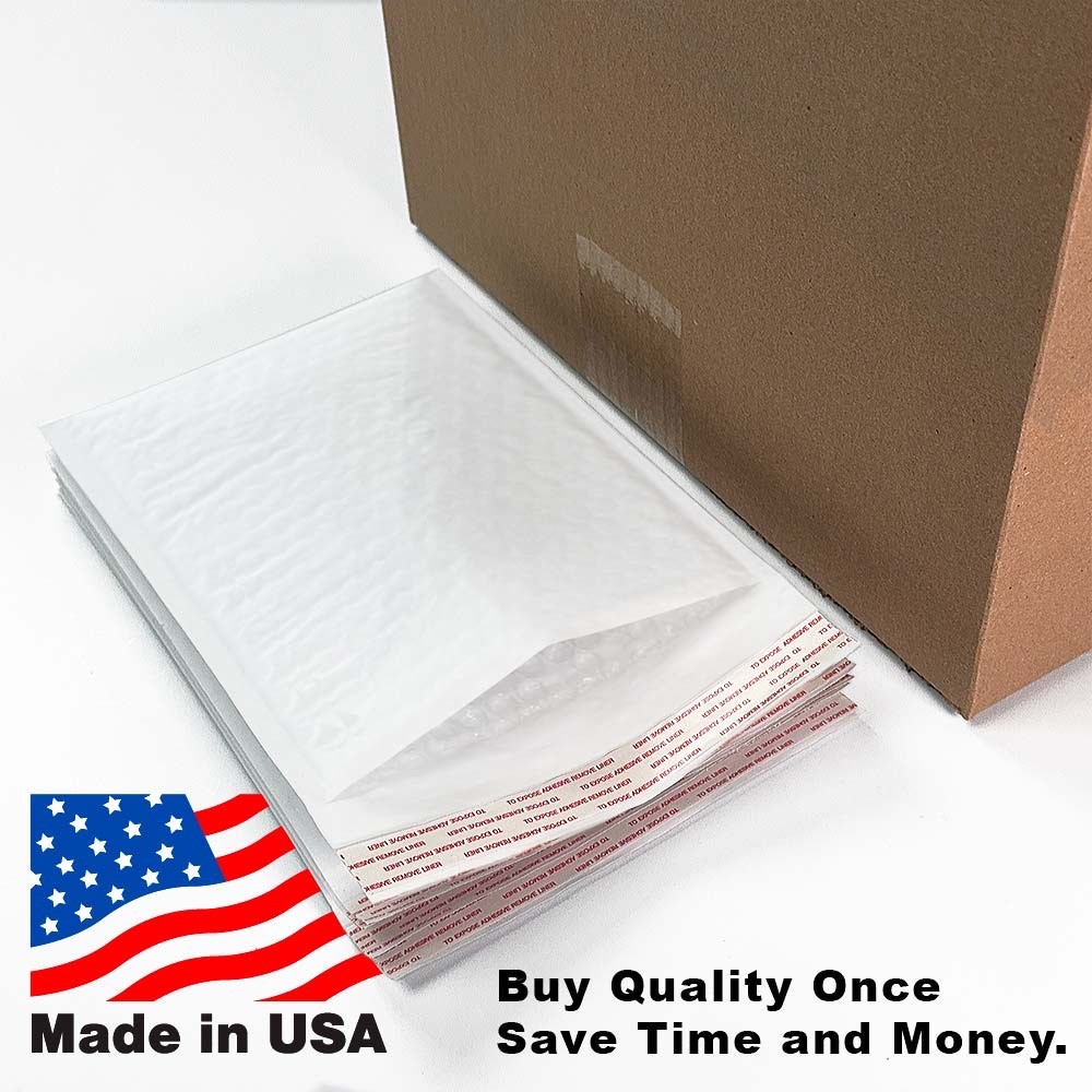 #5 10.5 x 15 100/CS WHITE KRAFT PADDED BUBBLE MAILERS SELF SEAL ENVELOPES