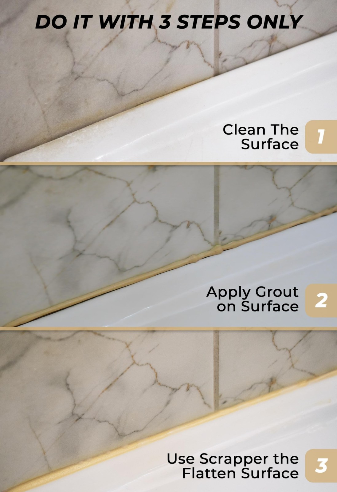 Tile Grout Repair, Beige 8.8 oz/250gr. Fast Drying Grout Repair Kit, Grout Fi…