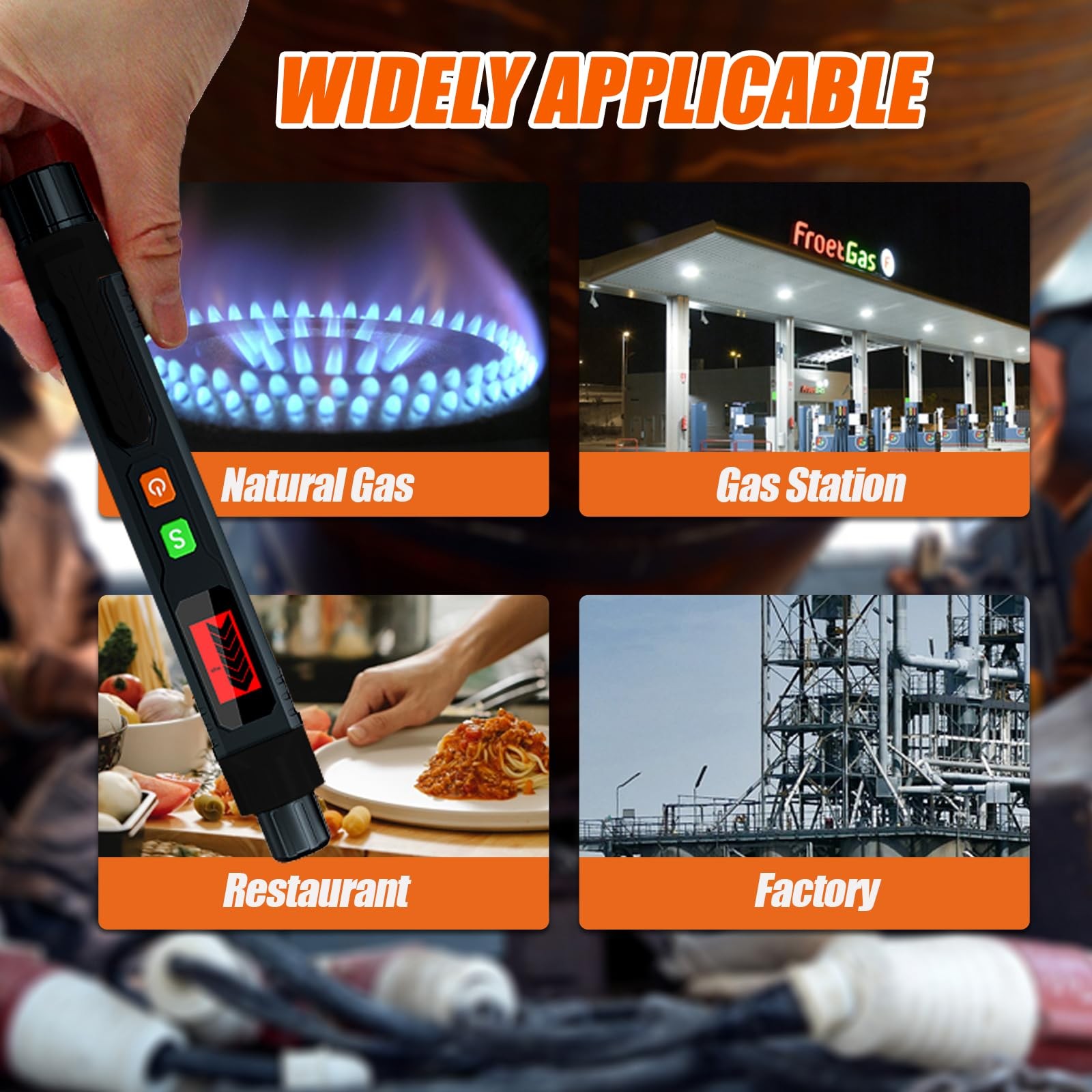 Natural Gas Leak Detector with Audible & Visual Alarm