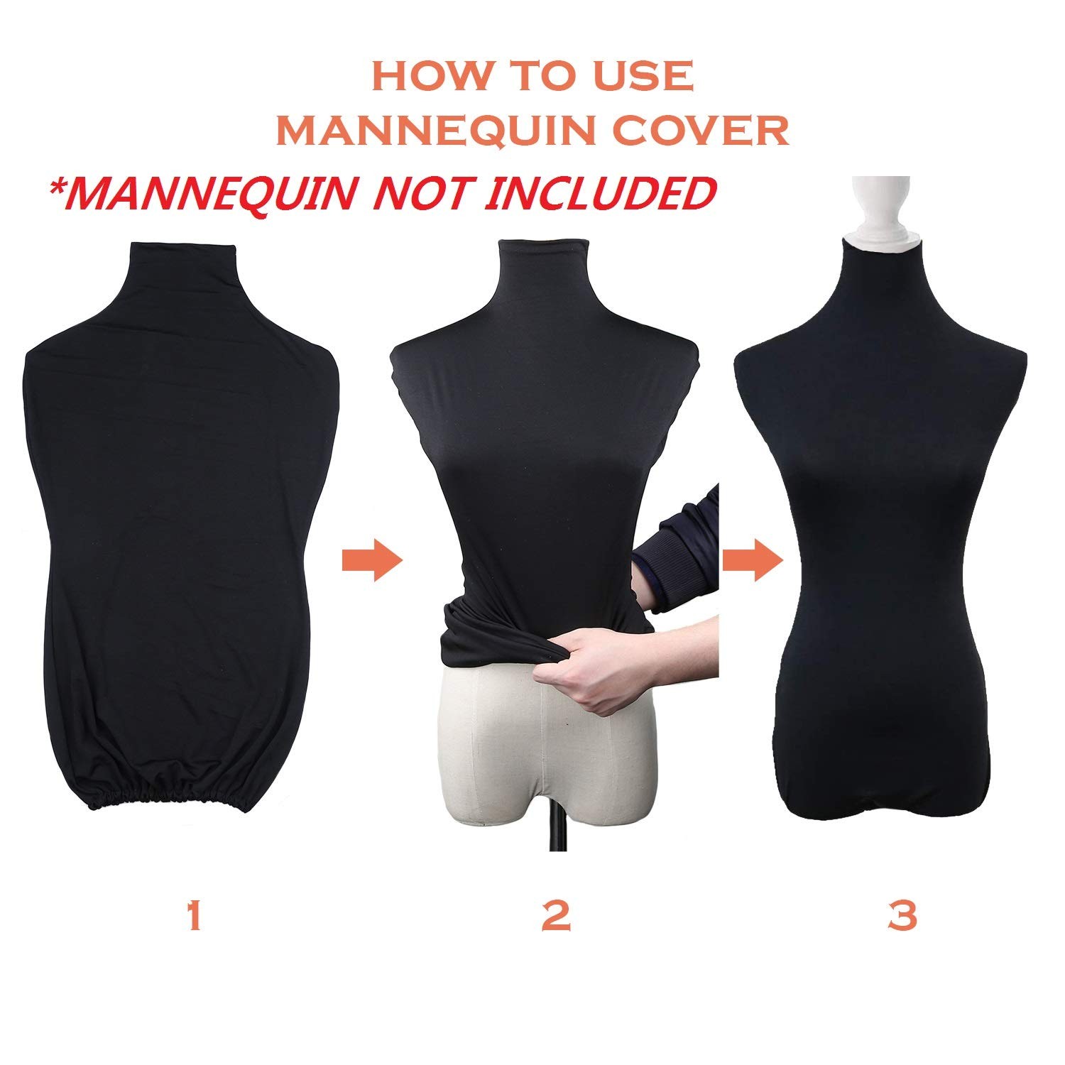NAVADEAL Black Superb Mannequin Fabric Cover, Soft Stretchy, for Fashion