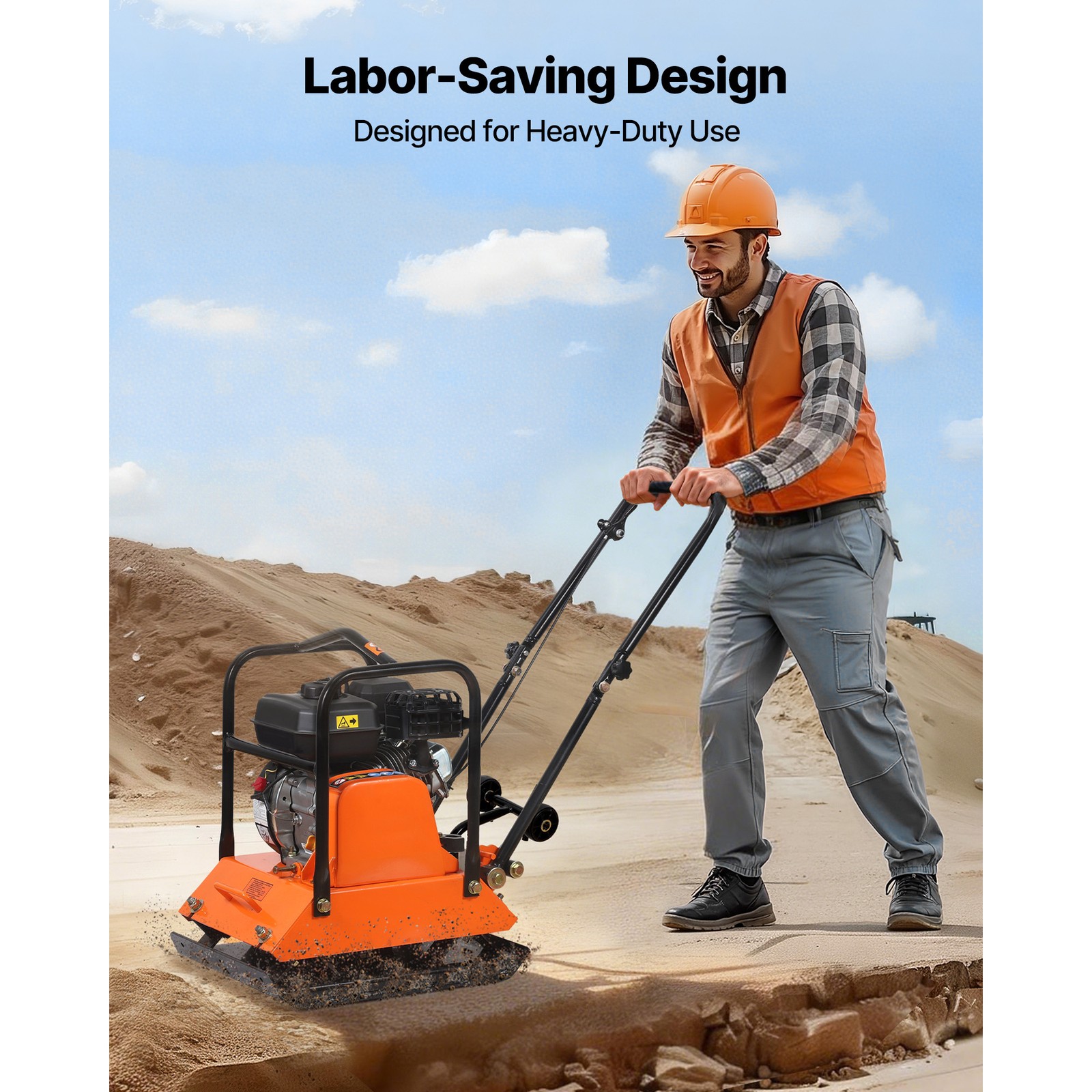 Uimoso 6.5HP Plate Compactor5700VPM 4047lbs Vibrating Ground Rammer for Pavement