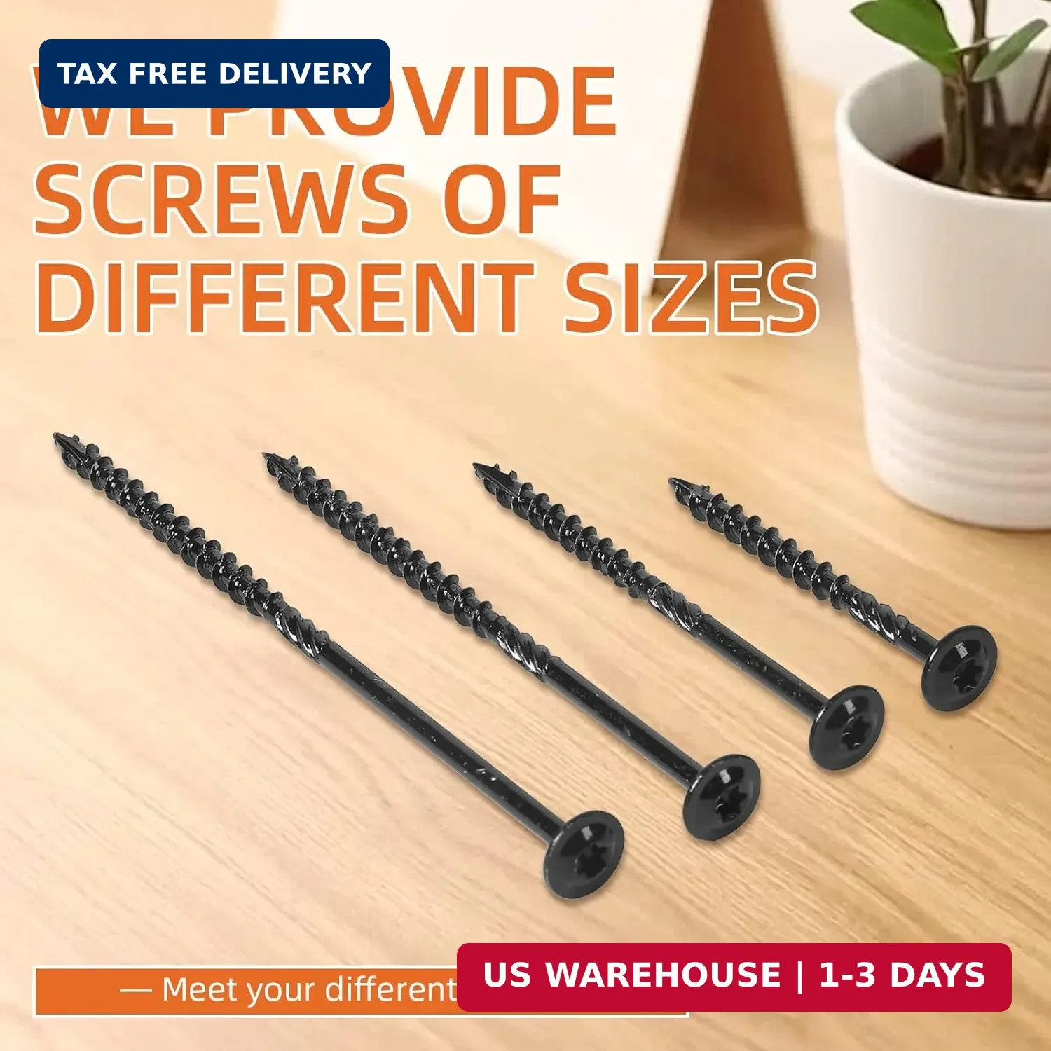 #14 x 3 Wood Structural Screws, Wood Screws, 200Pcs Lag Screws 3 Inch, Rust Resi