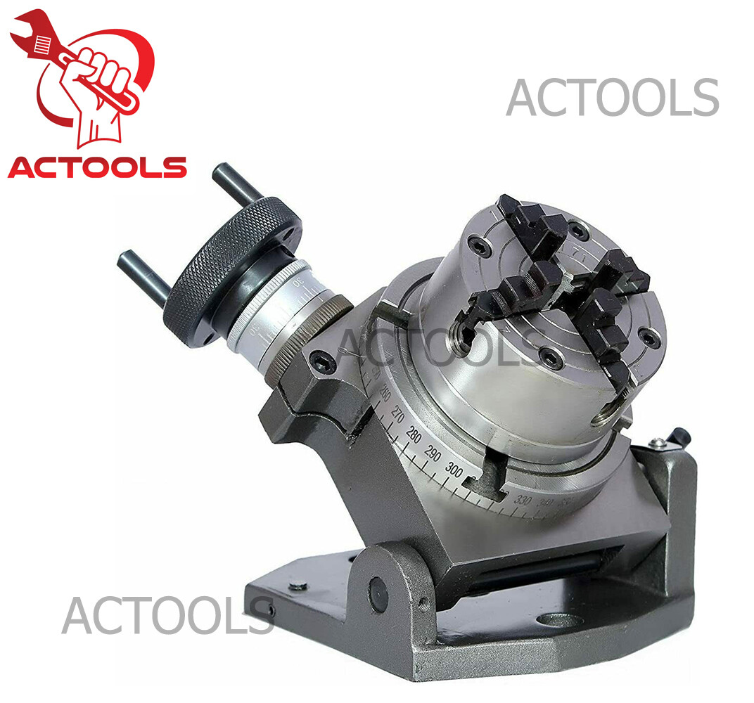 New Tilting Rotary Table 4″(100mm) + 70mm Independent Chuck 4 Jaws USA ACTOOLS