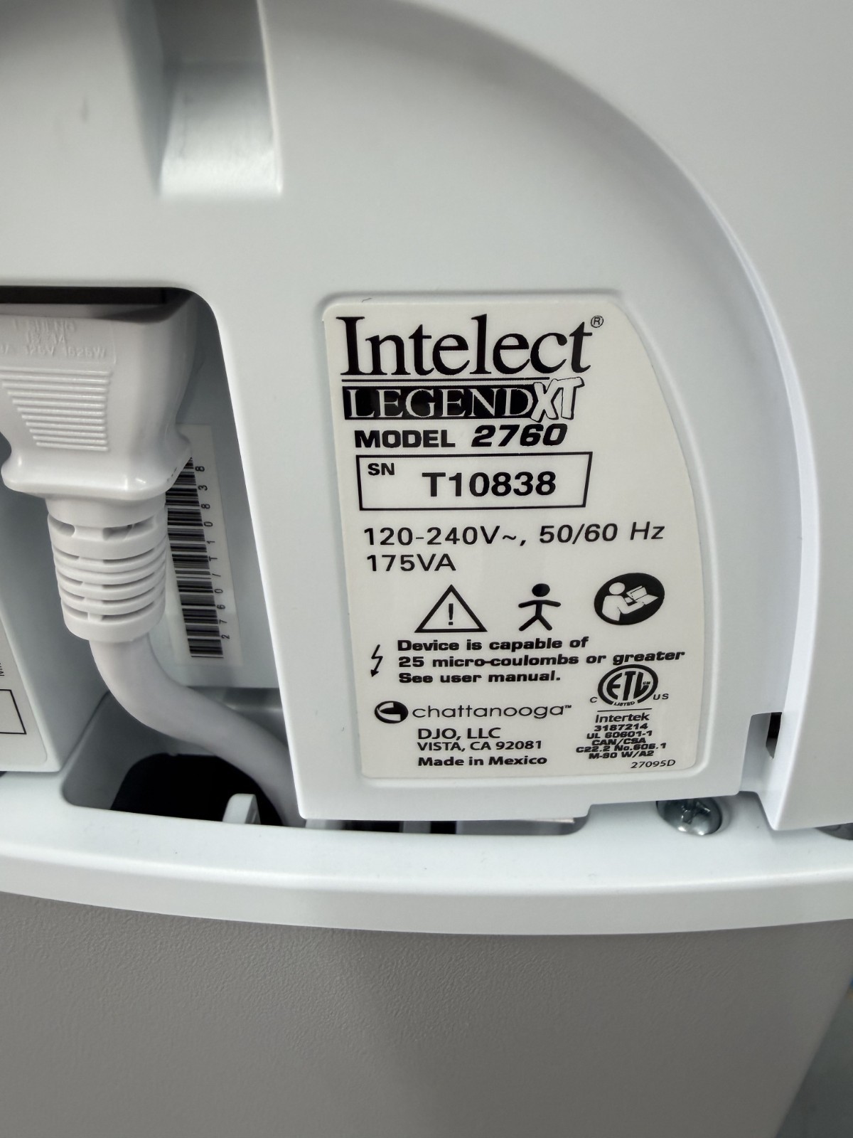 Chattanooga Intelect Legend 2760 With Probe Remote Cables Cart & 60 Day Warranty