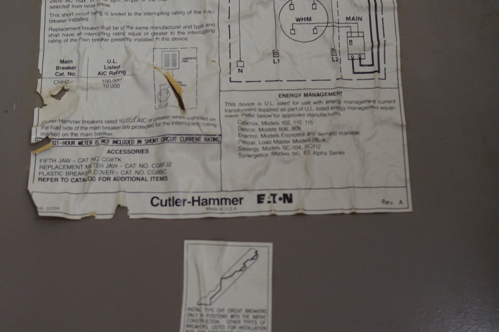 Universal Main Breaker Cover for GE & Cutler-Hammer Panels (New)