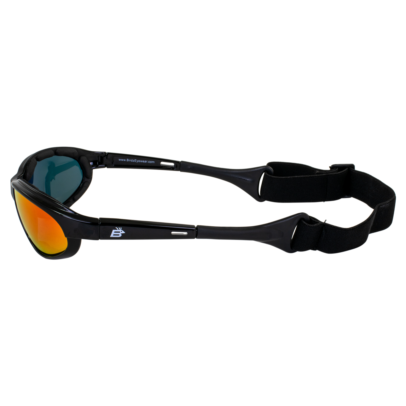 Birdz Sail Padded Goggles for Men or Women Black w/ Polarized Red Mirror Lenses