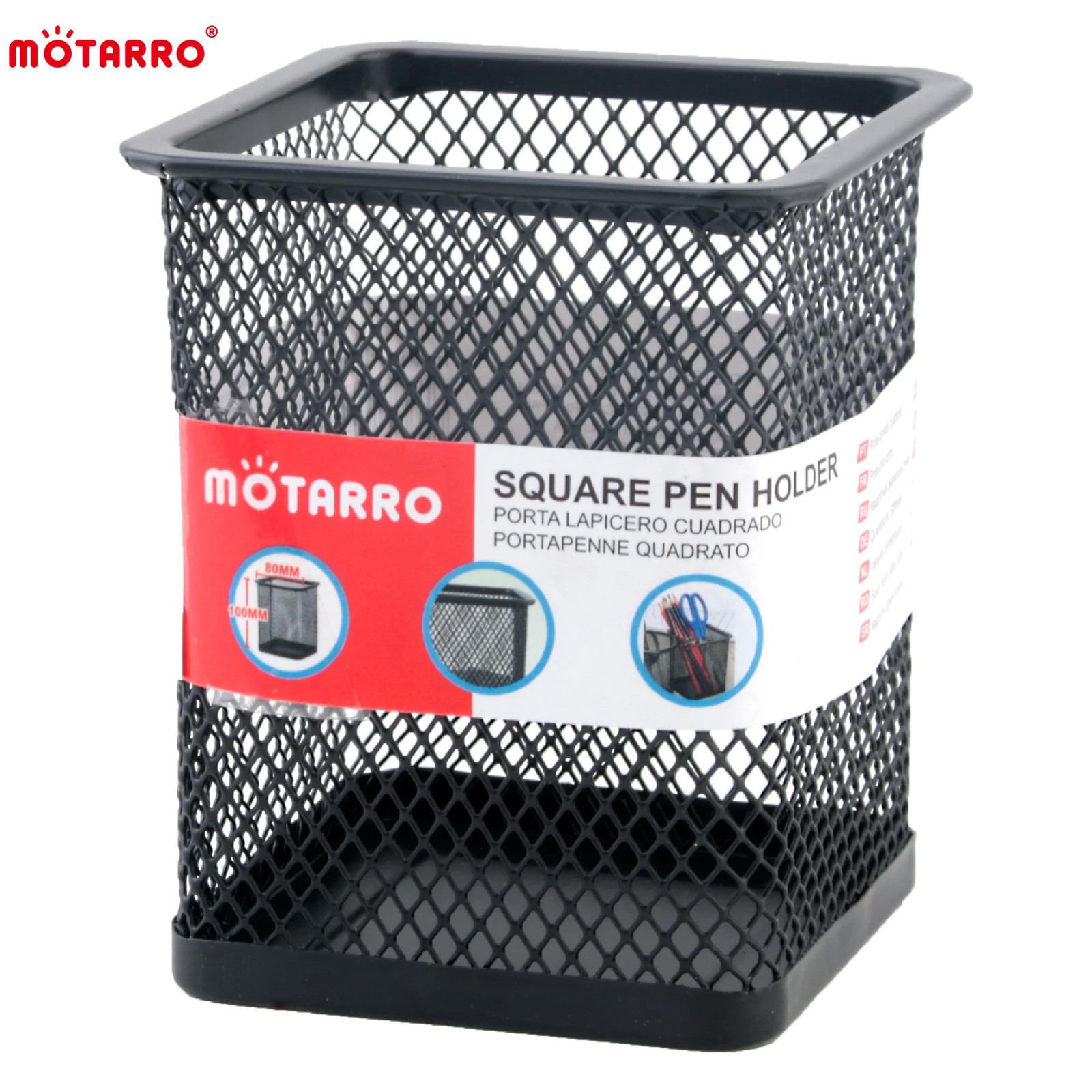 1Pcs Pencil Holder Office Desk Metal Mesh Square Round Pen Pot Cup Case