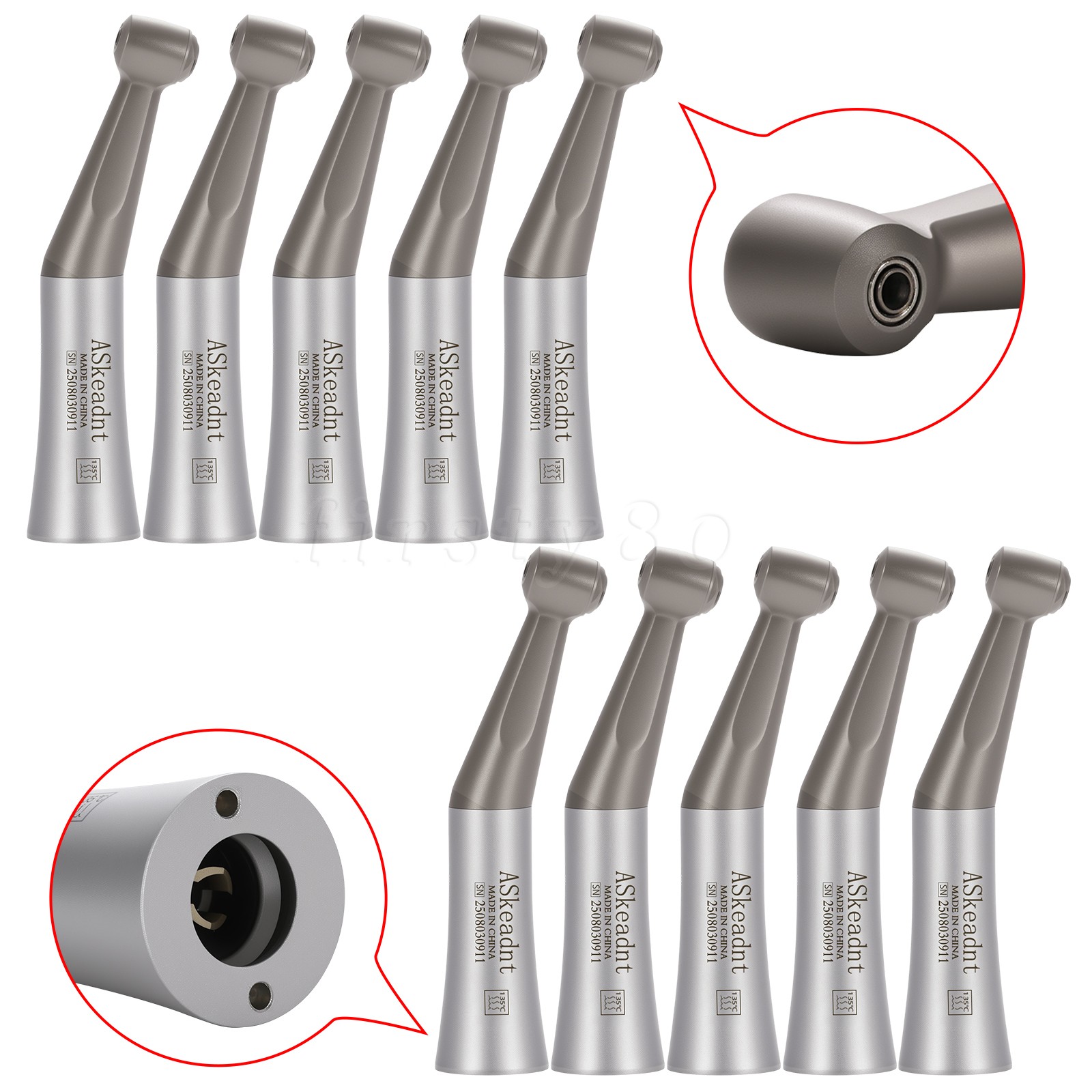 ASkeadnt Dental 1:1 Direct Drive Slow Speed Contra Angle Handpiece Push Button