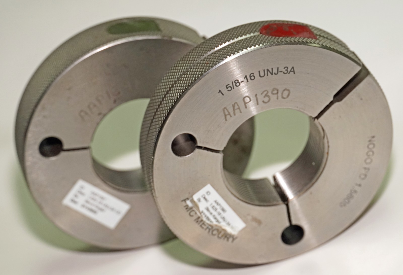 1-5/8-16 UNJ-3A Thread Ring Gage Set Go 1.5844 NoGo 1.5805 PMC Mercury USA