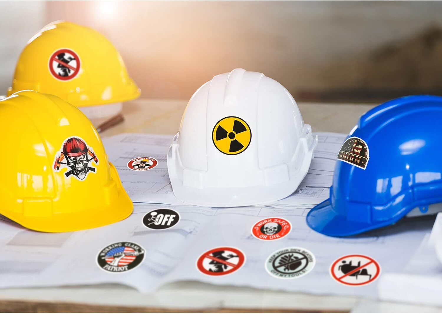 300PCS Helmet Decals Hard Hat Stickers, Funny Hat Sticker, Construction Tool Box