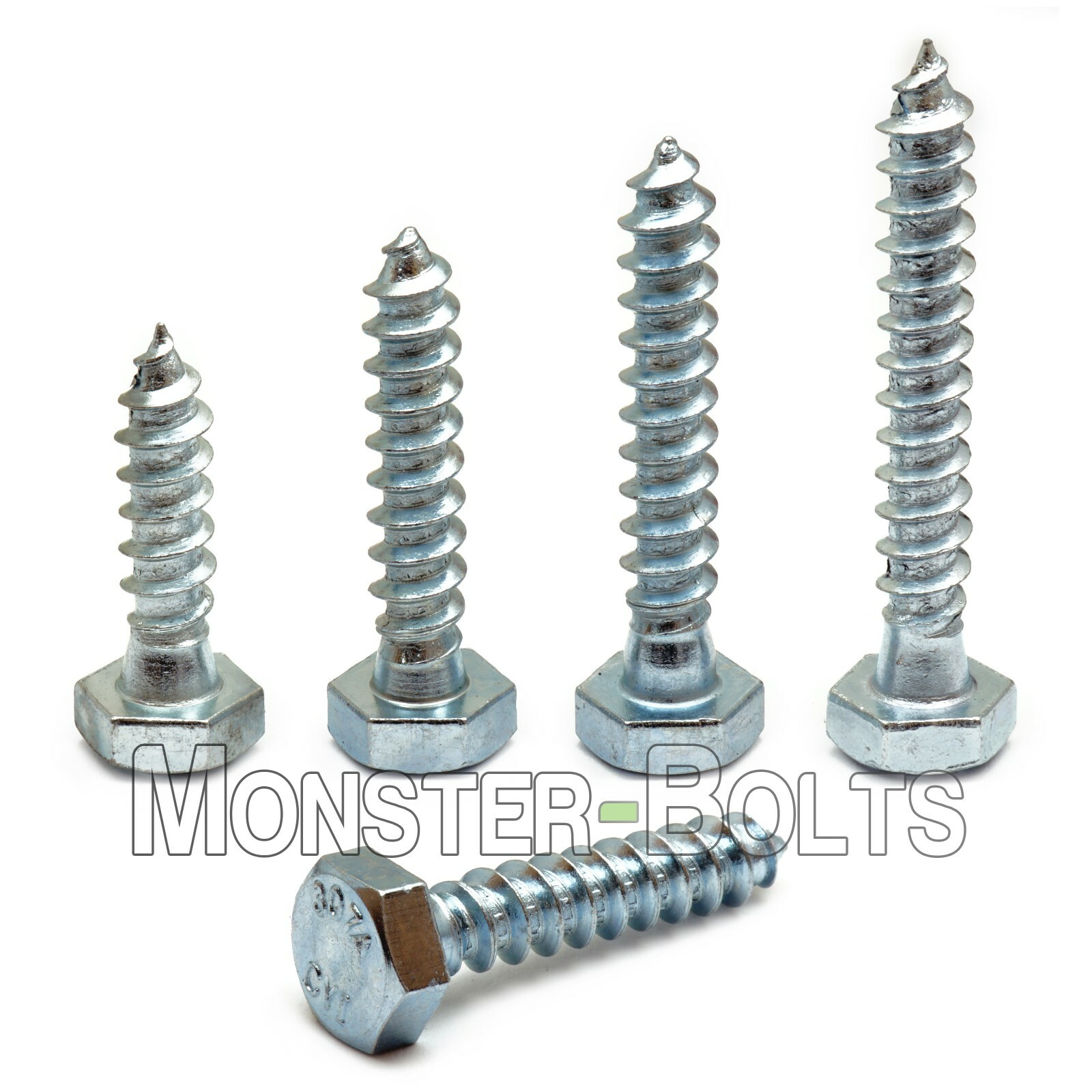 1/4″ Hex Lag Screws / Lag Bolts, Zinc Plated steel CR+3 RoHS (aka Coach Screw)
