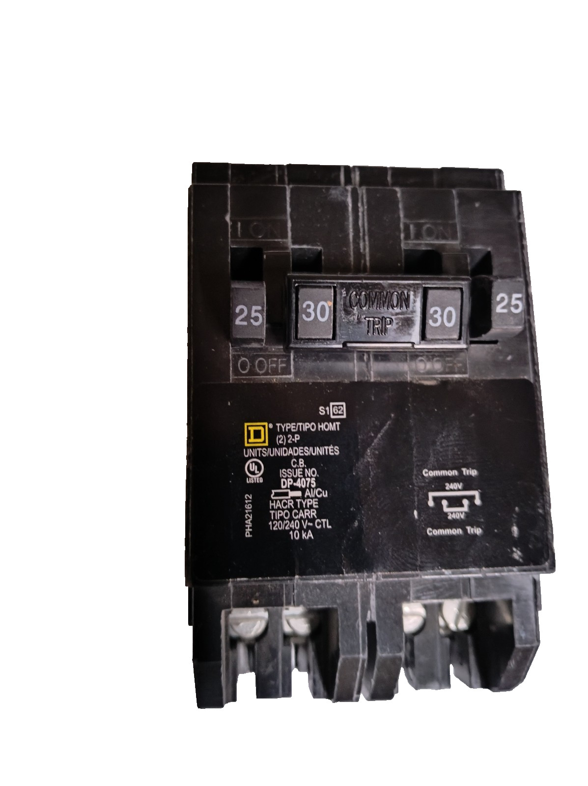 Square D Quad HOMT2525230 Plug-On 25/30A Tandem Breaker (2) 1P-25A / (1) 2P-30A