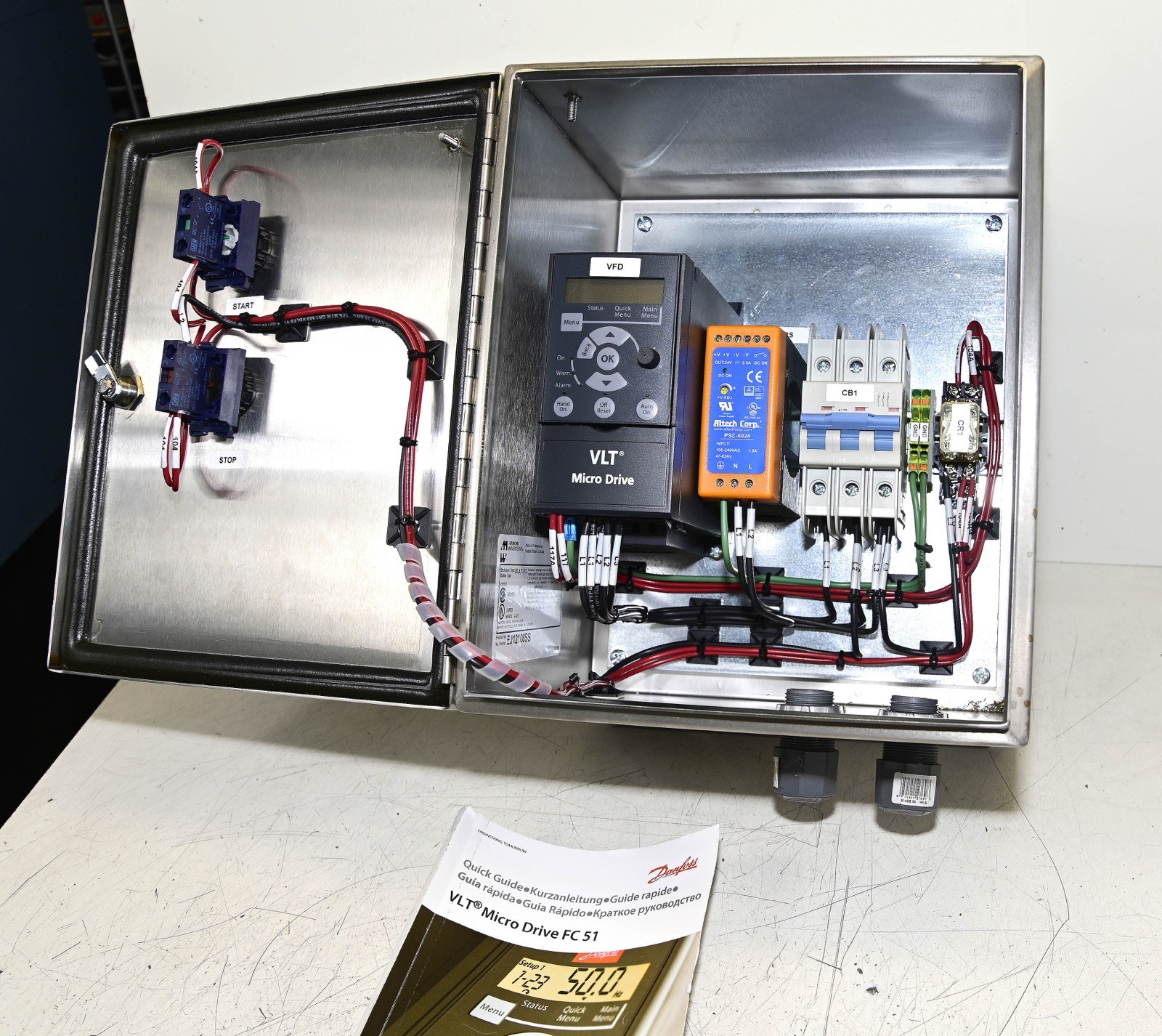 Danfoss VLT FC51 132F0009 VFD Micro Drive Altech PSC6024 Stainless Enclosure NEW
