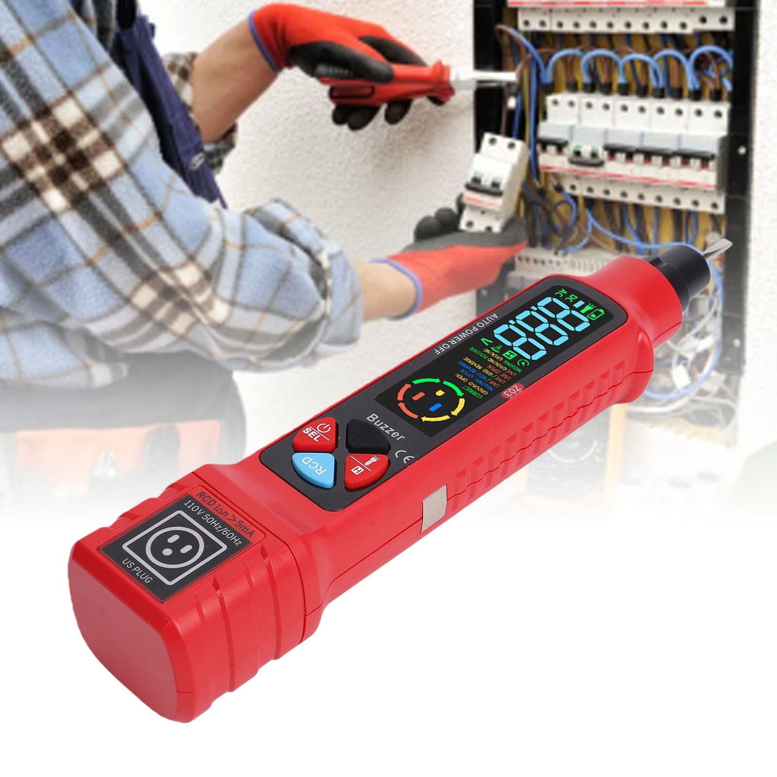Non Contact Voltage Detector With LCD Display Neutral Live Wire Tester For Ci