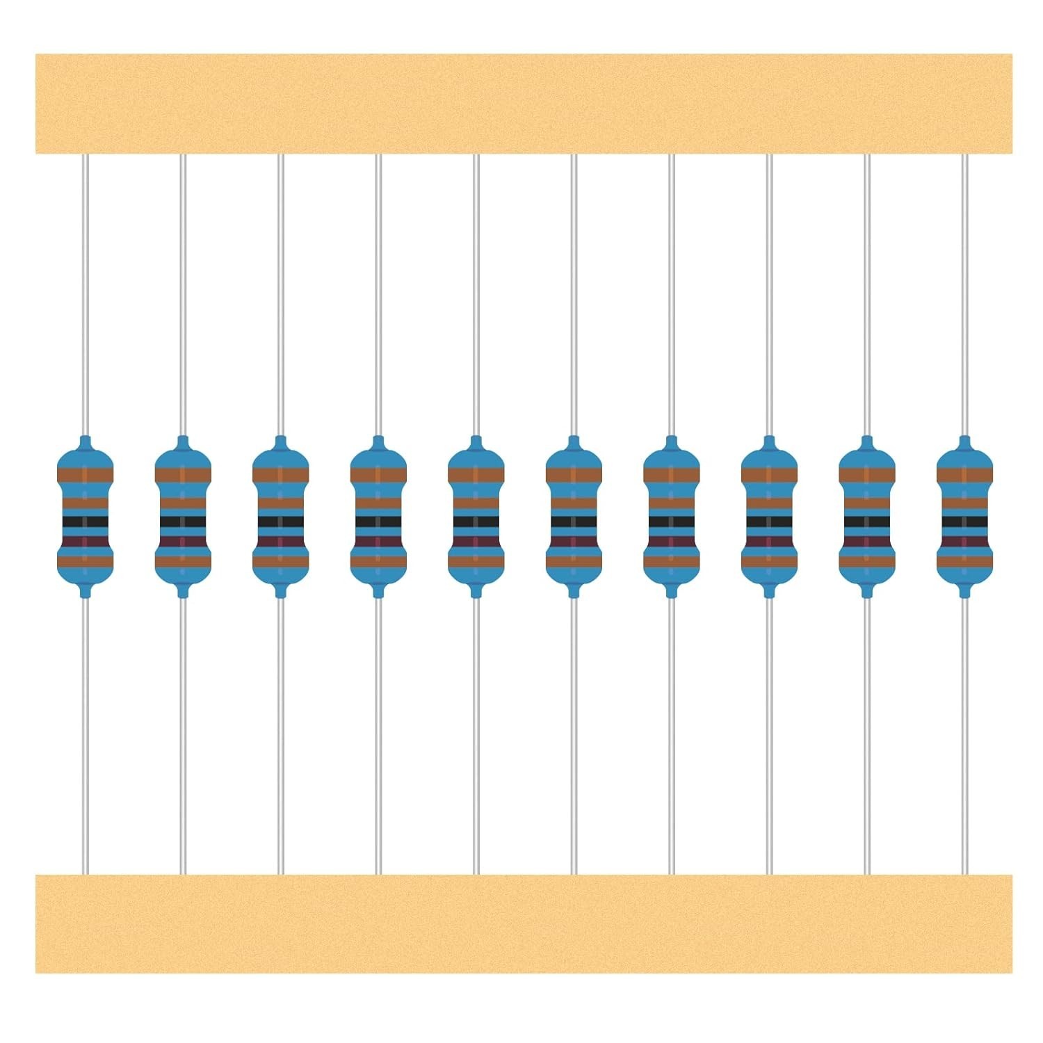 50 Values in 1/4W Metal Film Resistor Kit: Essential for Electronics Projects