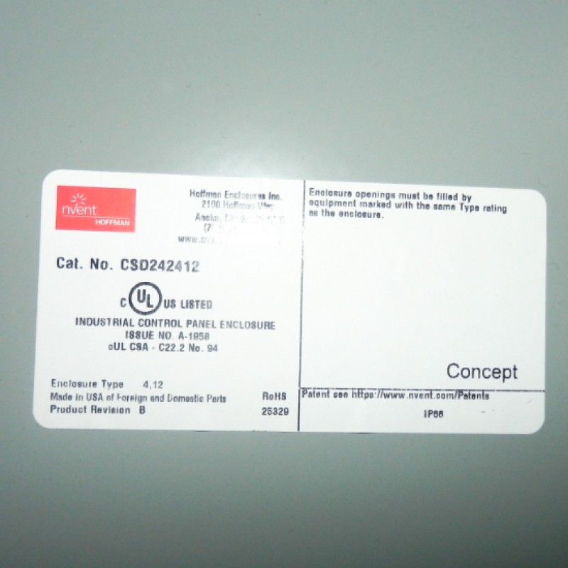 nVent Hoffman CSD242412 24.0 x 24.0 x 12.0 Steel Gray Enclosure