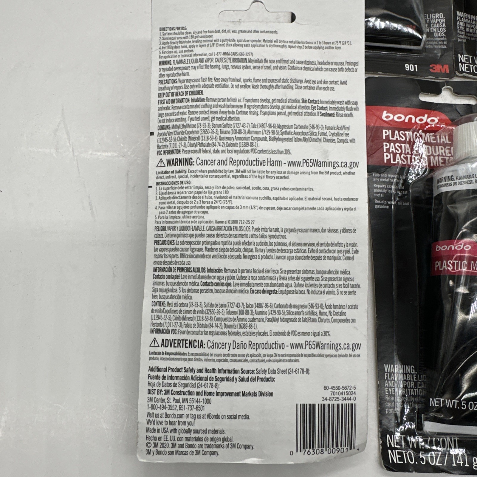 5 tubes of Bondo Plastic Metal, Seals & Fills Almost Any Metal Surface 5 oz ea.