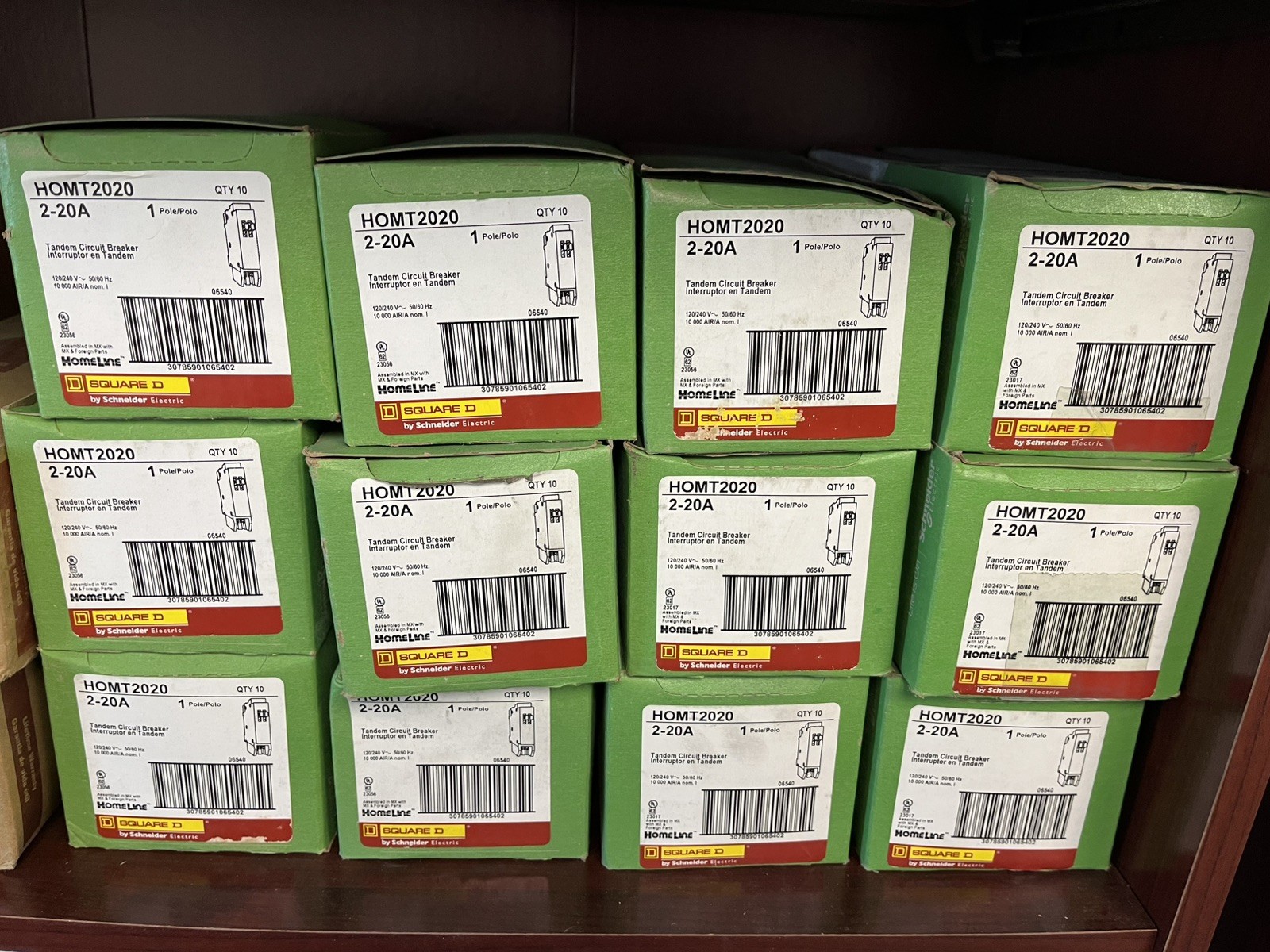 Square D HOMT2020 Homeline 20 amp Twin 1 Pole Tandem Circuit Breaker – 10 Pack