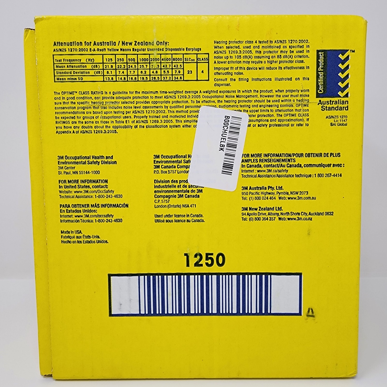3M E-A-Rsoft Yellow Neons Disposable Foam Earplugs (200 Pairs) Uncorded 3121250