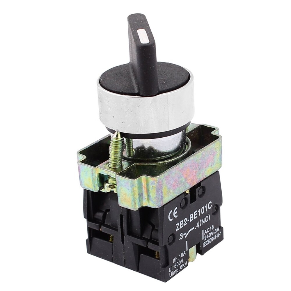 Rotary Latching 3-Position Turn Knob Selector Switch 2 NO 600V 10A 7/8″ Opening