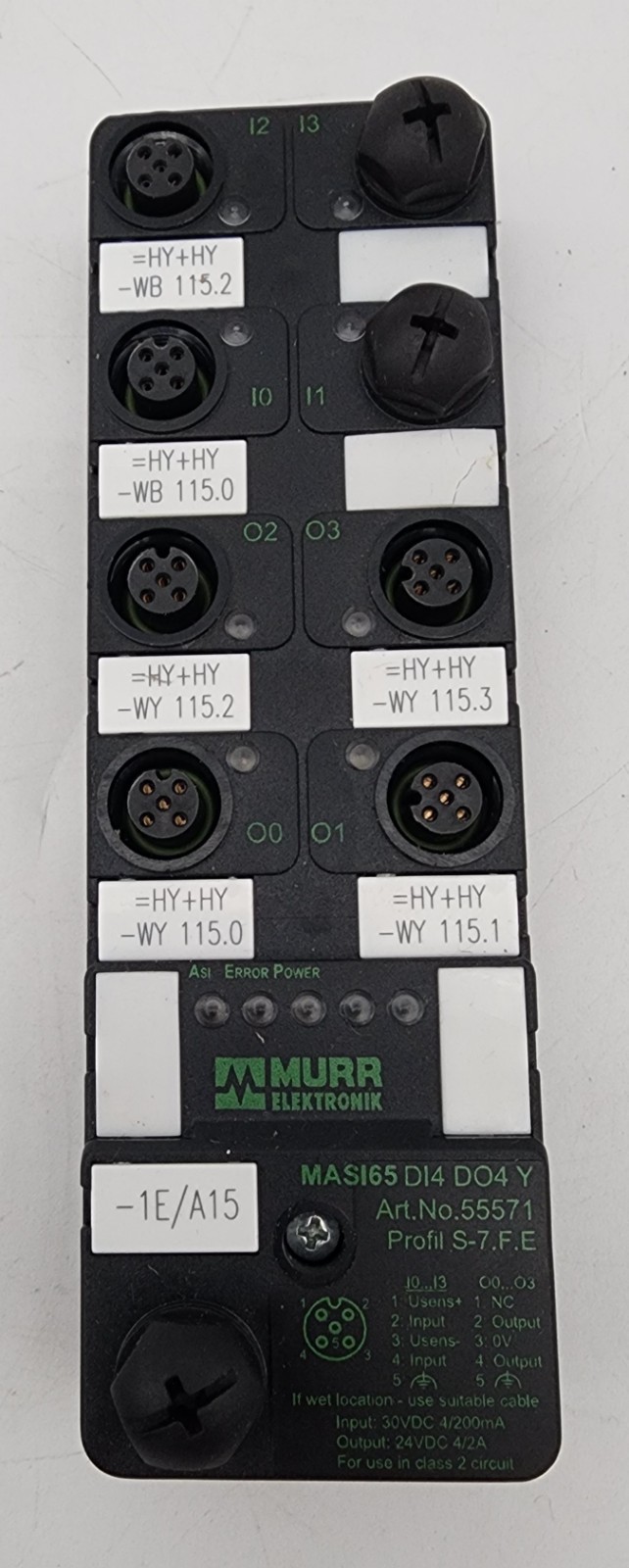 Murr 55571 MASI65 (DI4 DO4) I/O MODUL 4 channel Digital Input Out *NDA AVAILABLE