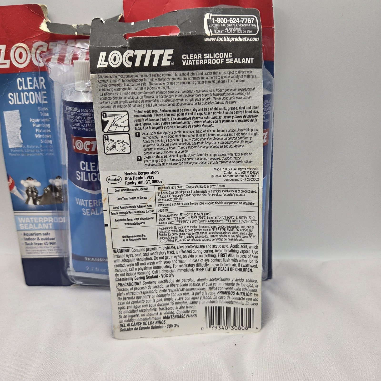 Loctite Clear Silicone Waterproof Sealant Lot of 4 2.7 oz Transparent