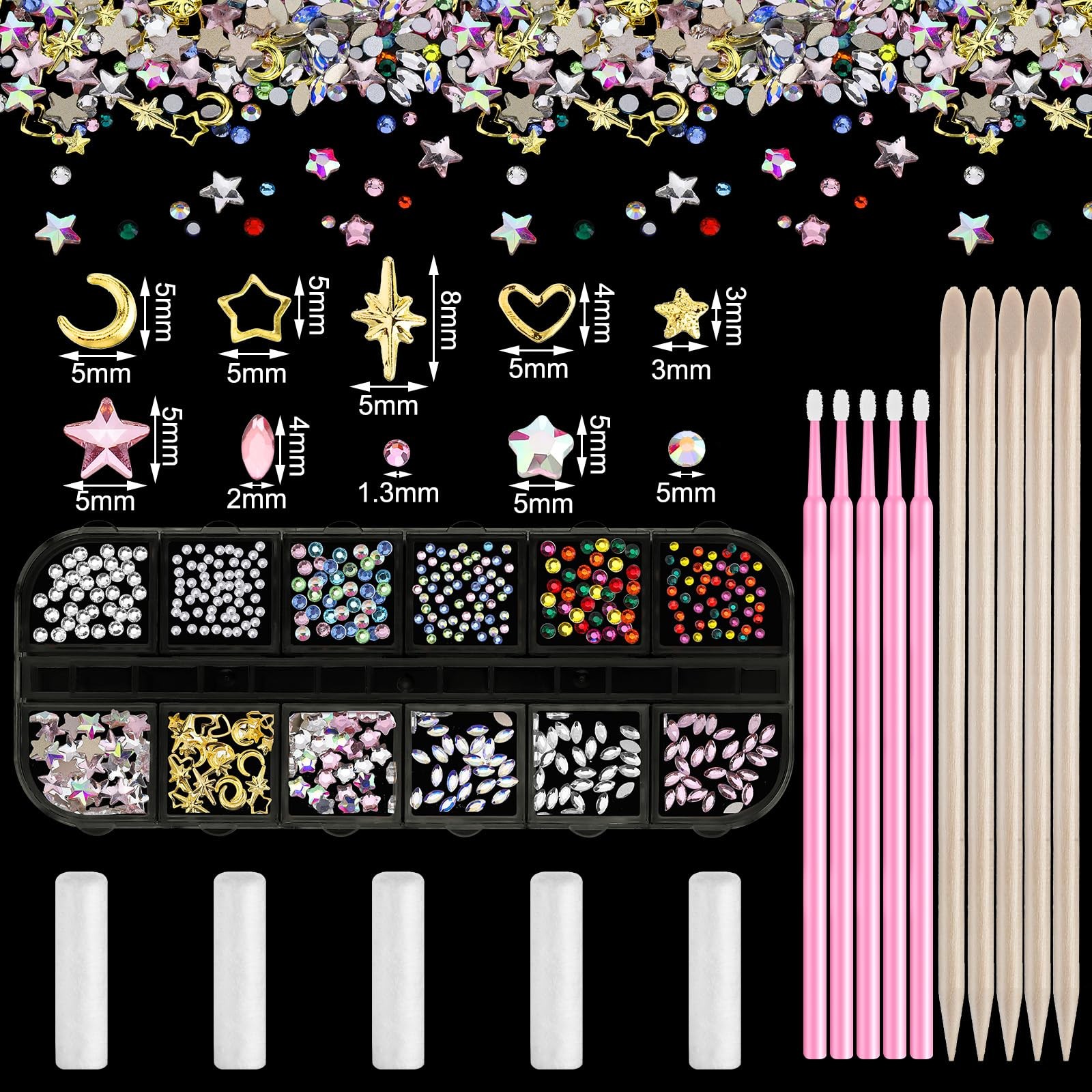 Sosation 377 Pieces Tooth Gem for Teeth Jewelry Kit 377 Piece Set, Cool Style