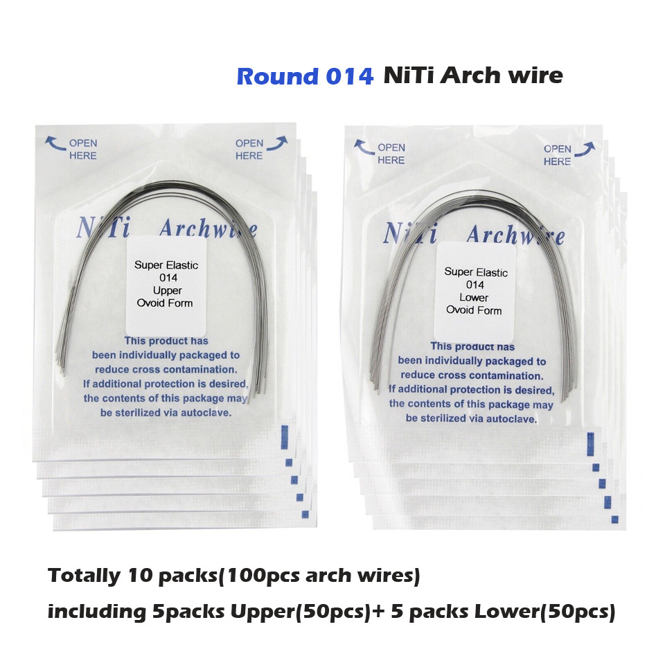 100pcs Dental Orthodontic Arch Wire Super Elastic NiTi Ovoid Natural Form Round