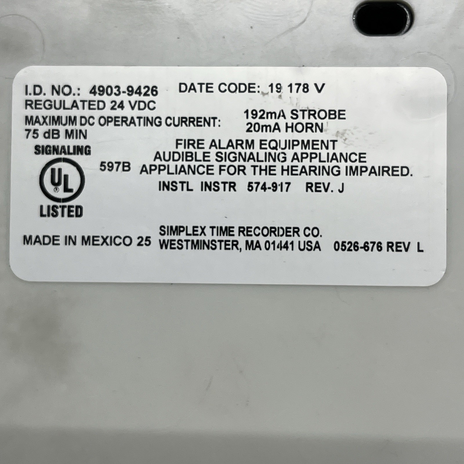Simplex 4903 – 9429 Horn Strobe